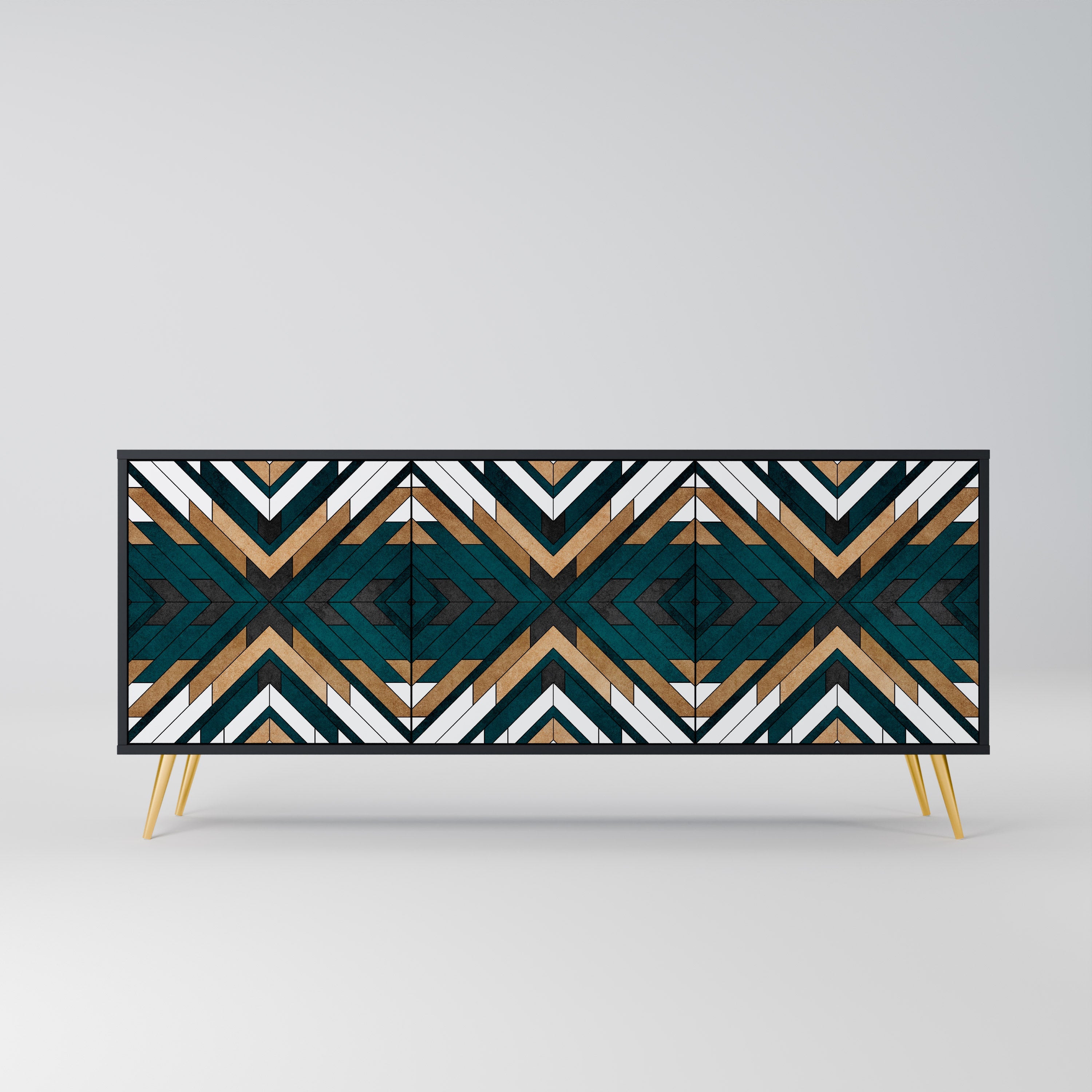 Buffet 3 portes ARTISTIC GEOMETRY en finition noire