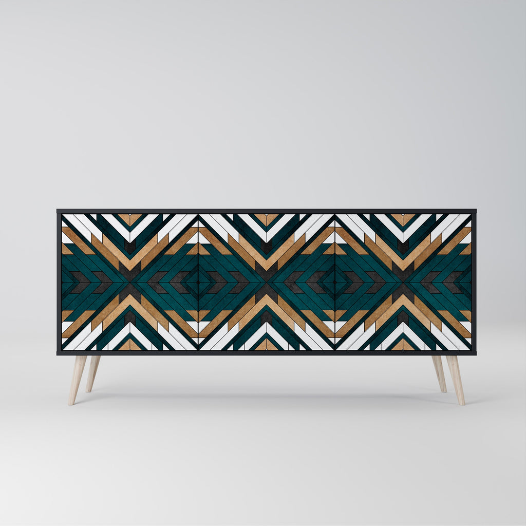 Buffet 3 portes ARTISTIC GEOMETRY en finition noire