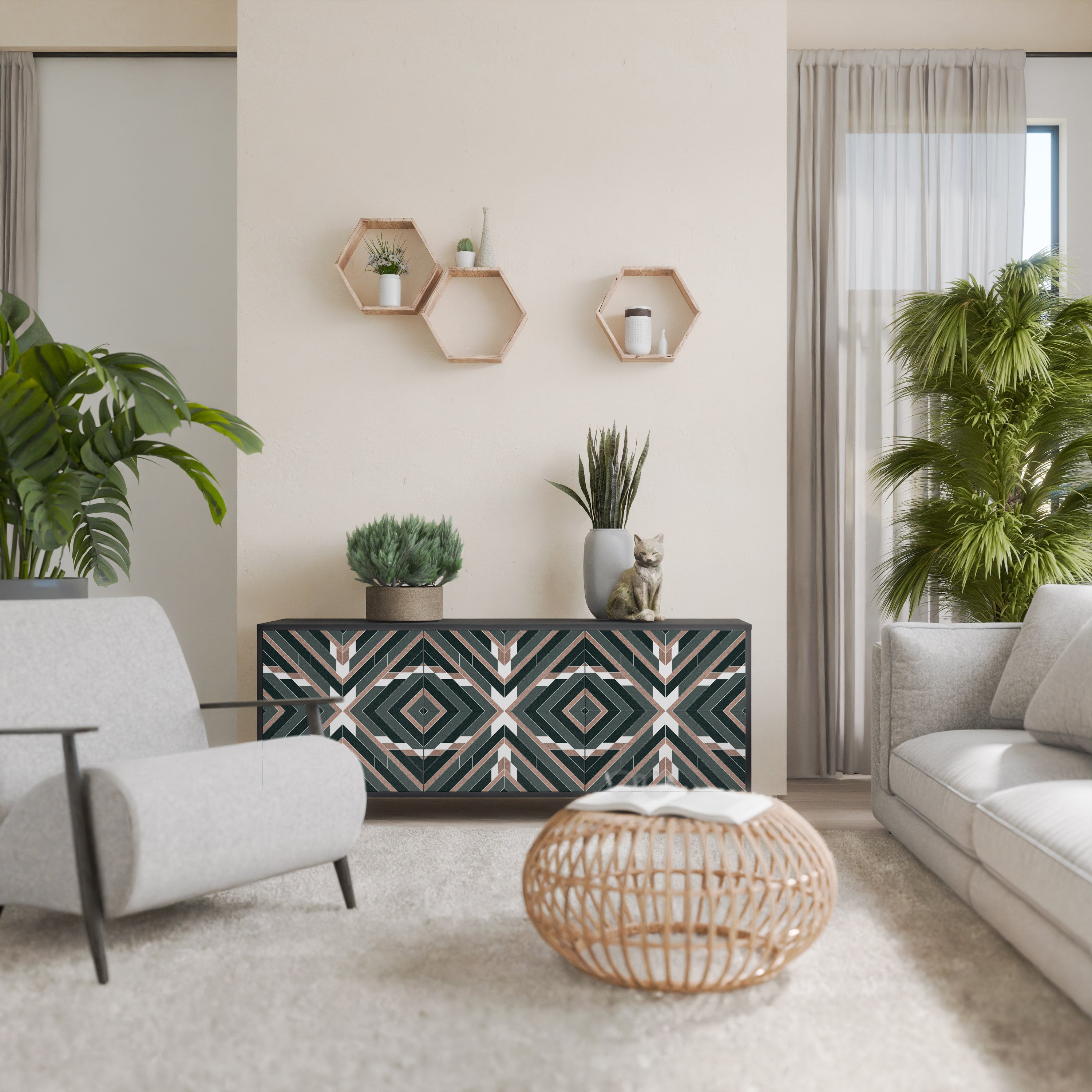 Buffet 3 portes DIMENSION DELIGHTS en finition noire