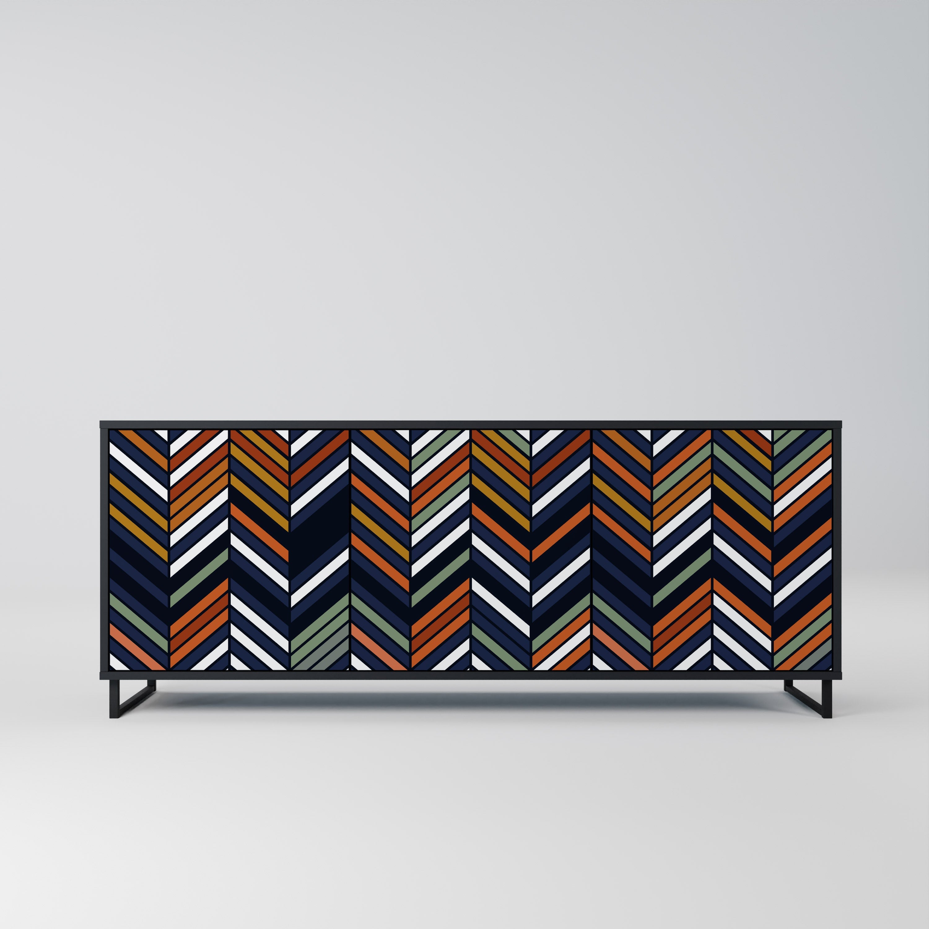 Buffet 3 portes PATCHWORK VIBRANT en finition noire