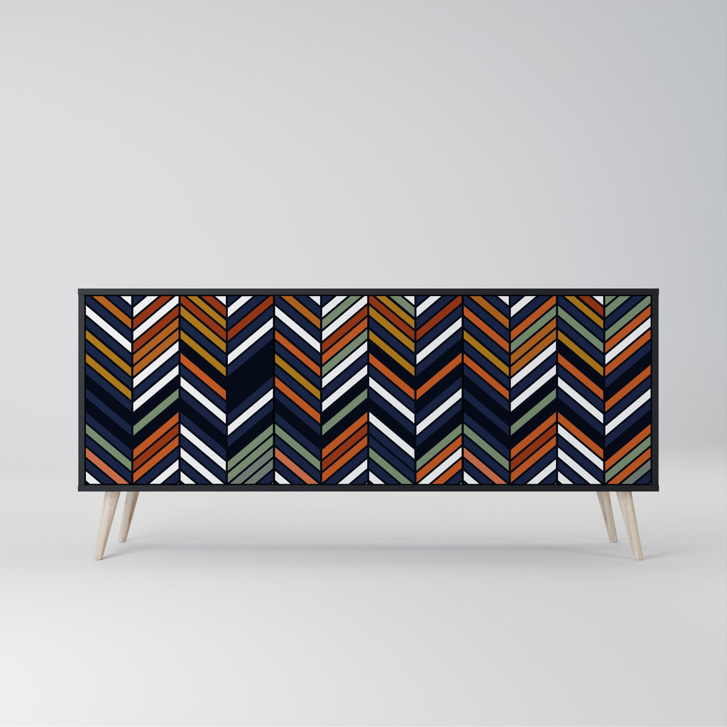 Buffet 3 portes PATCHWORK VIBRANT en finition noire