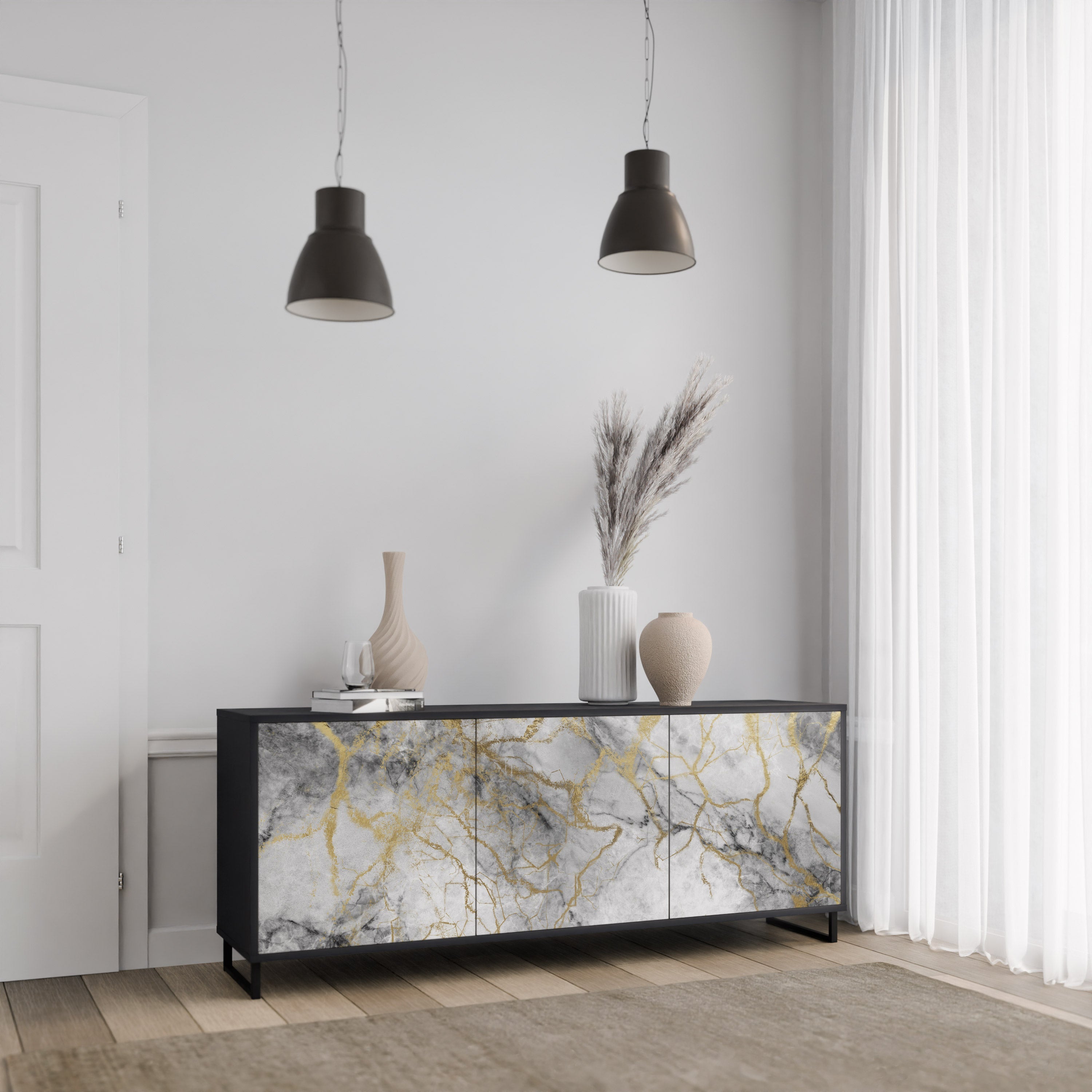 Buffet 3 portes TIMELESS GLIDE en finition noire