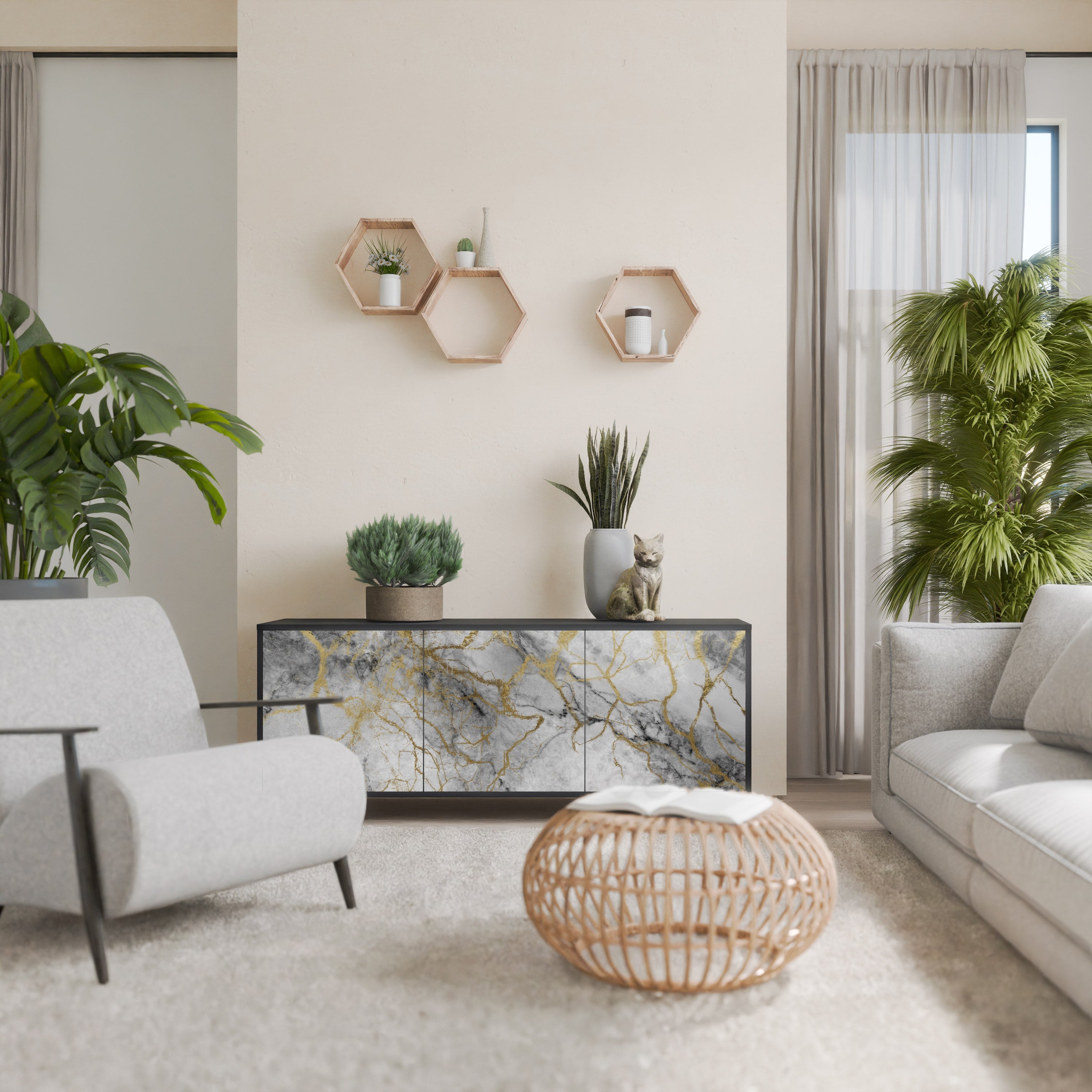 Buffet 3 portes TIMELESS GLIDE en finition noire