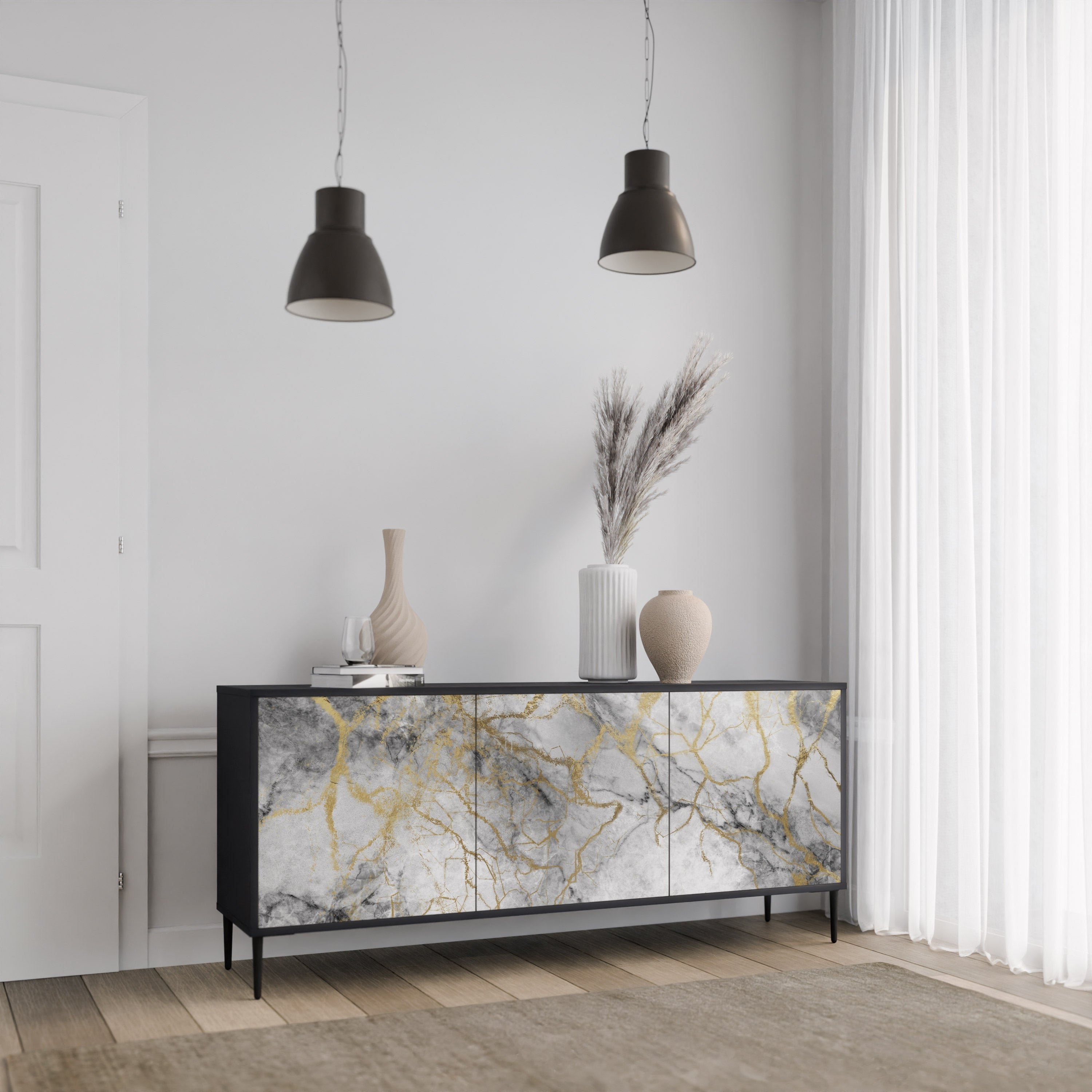 Buffet 3 portes TIMELESS GLIDE en finition noire