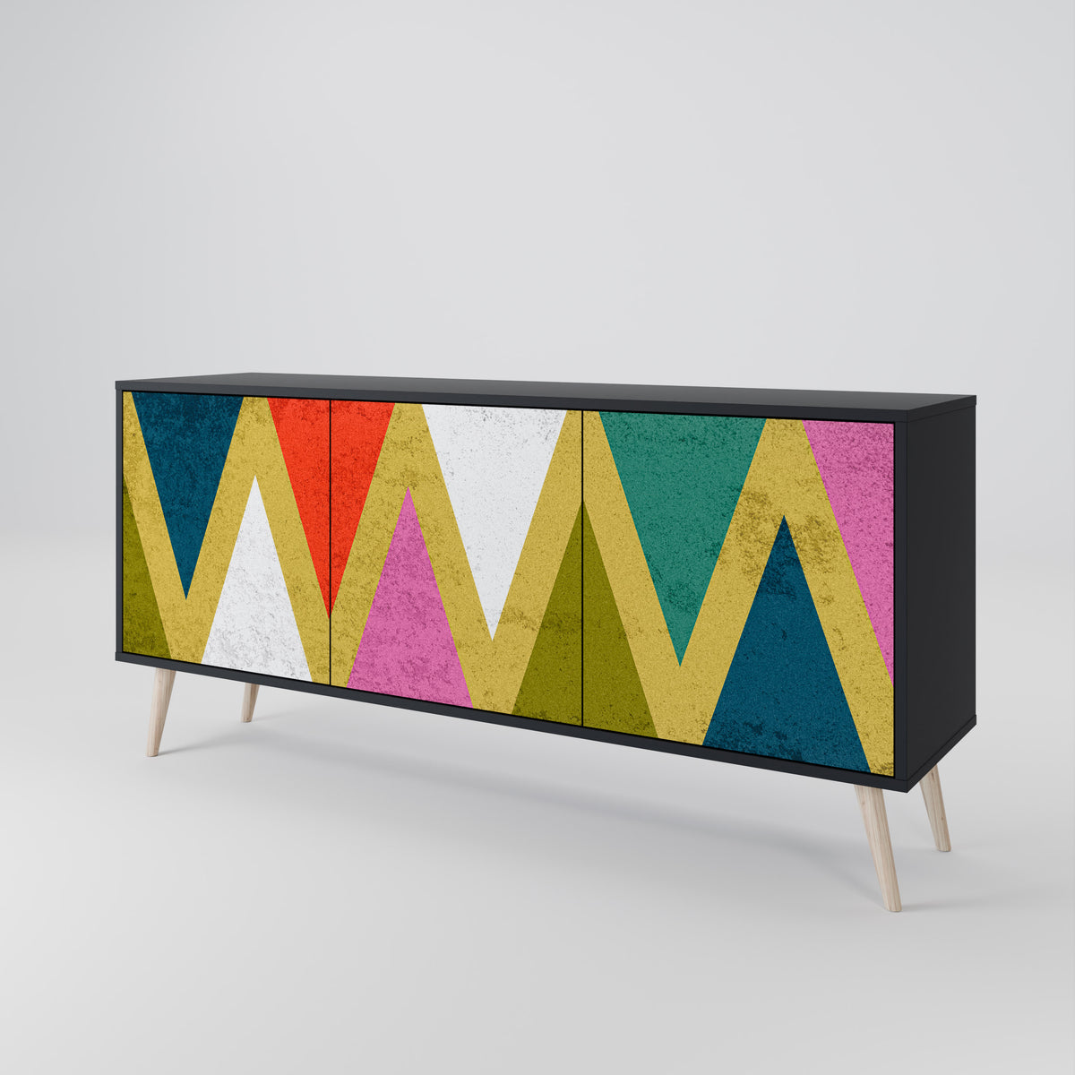 COLORFUL TRIANGLES 3-Door Sideboard