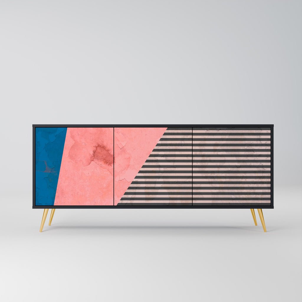 Buffet 3 portes GLAMOROUS STRIPE en finition noire