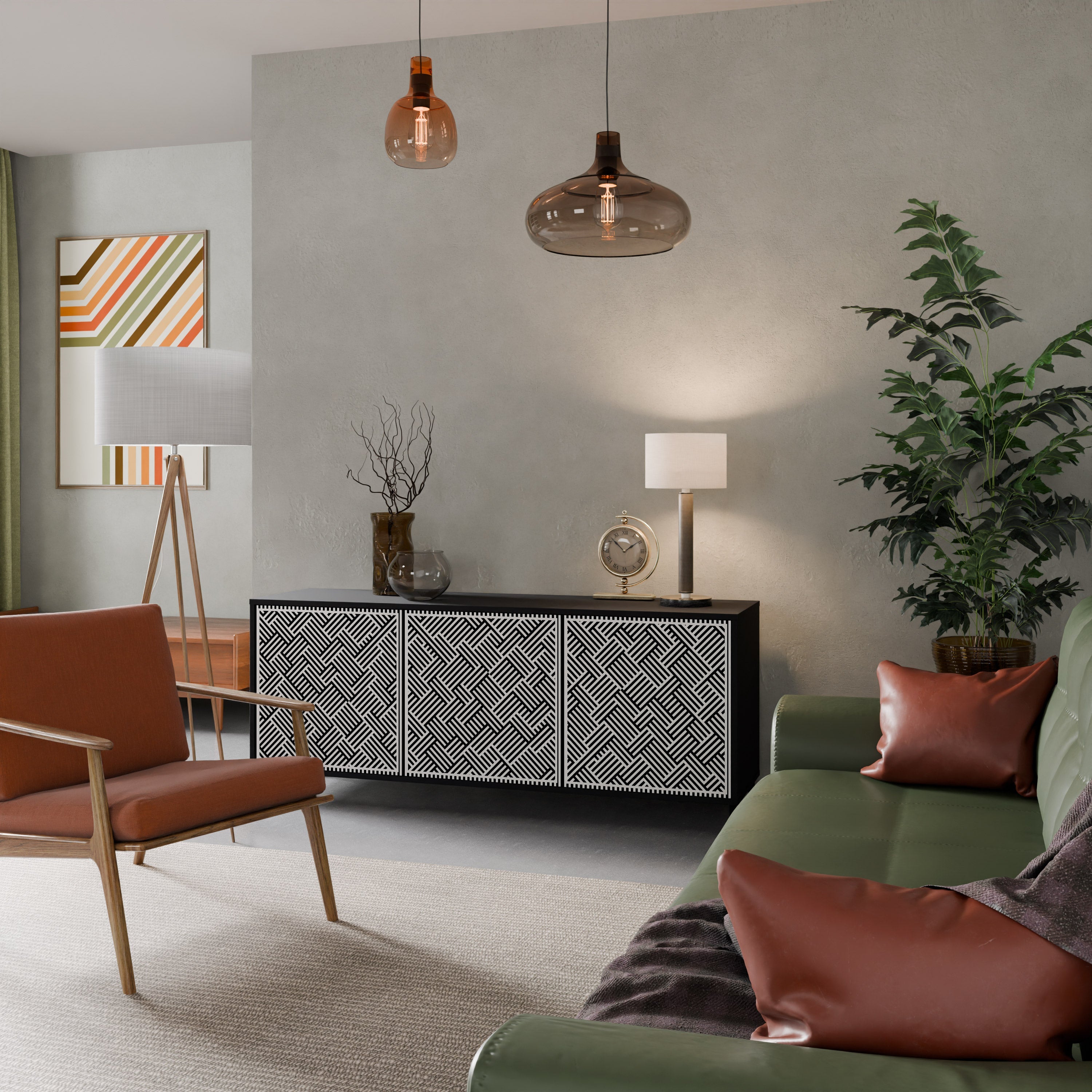 Buffet 3 portes SÉQUENCE TEMPORAIRE en finition noire