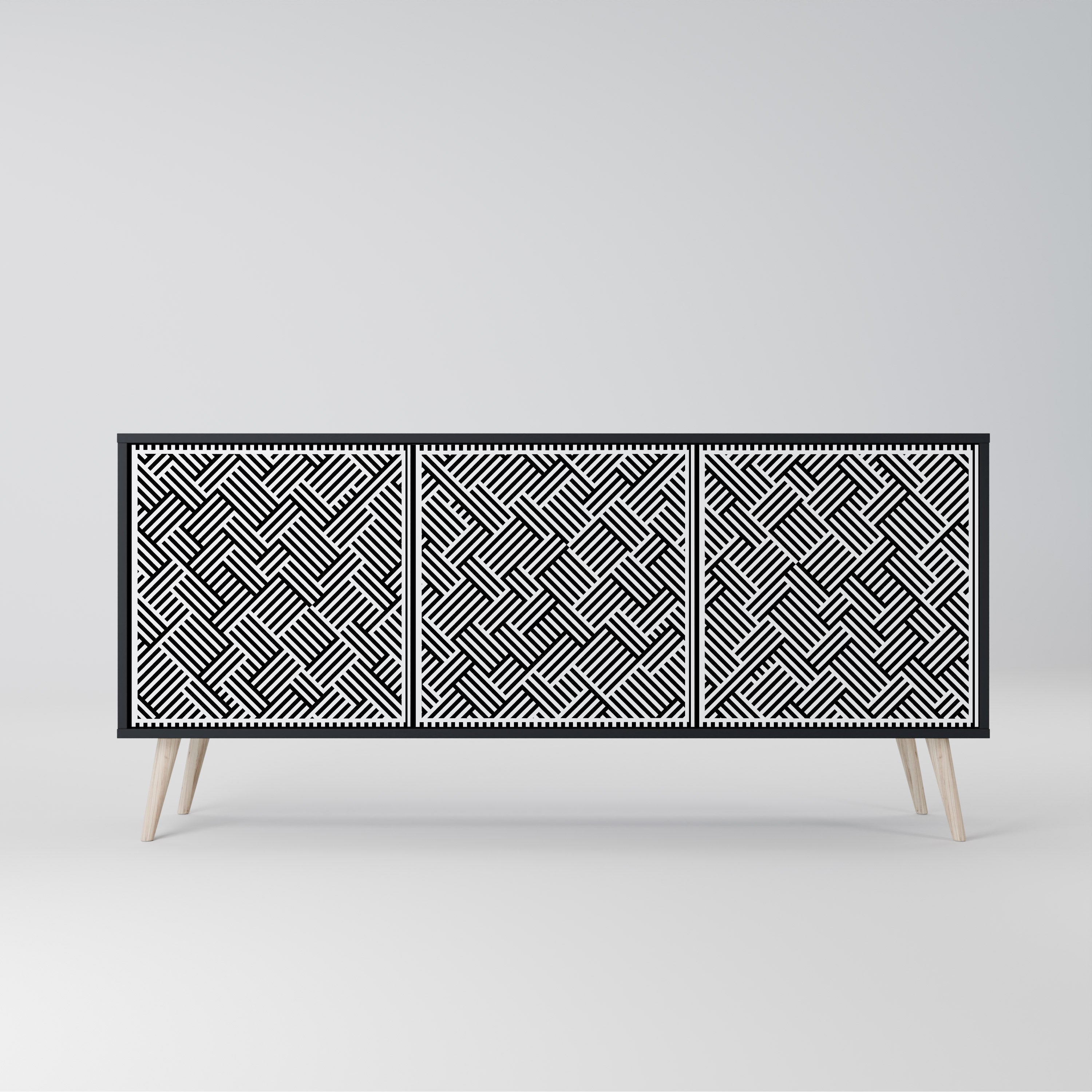 Buffet 3 portes SÉQUENCE TEMPORAIRE en finition noire