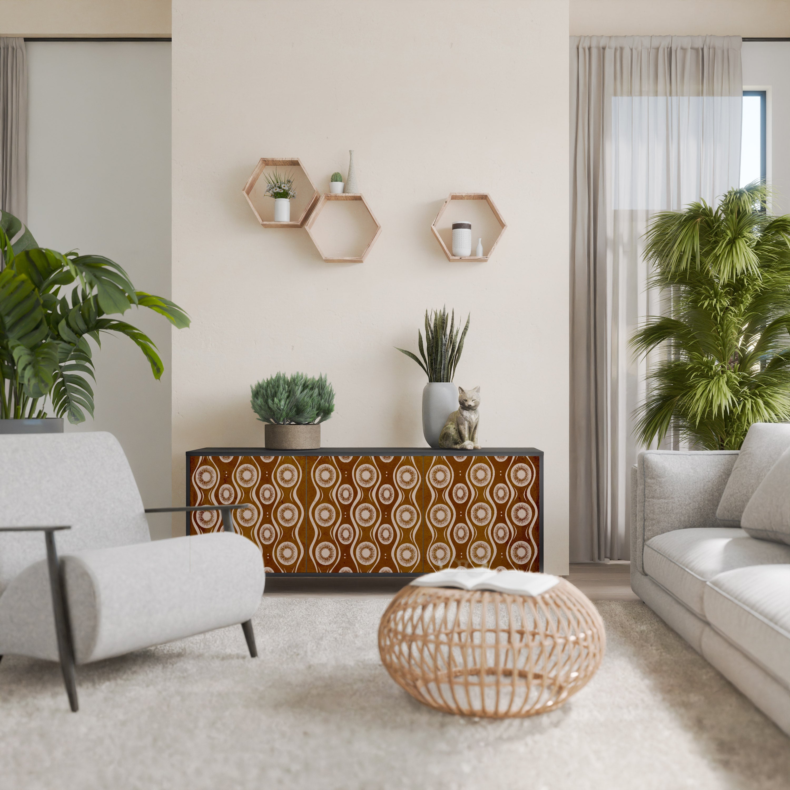 Buffet 3 portes BROWN EYES finition noire