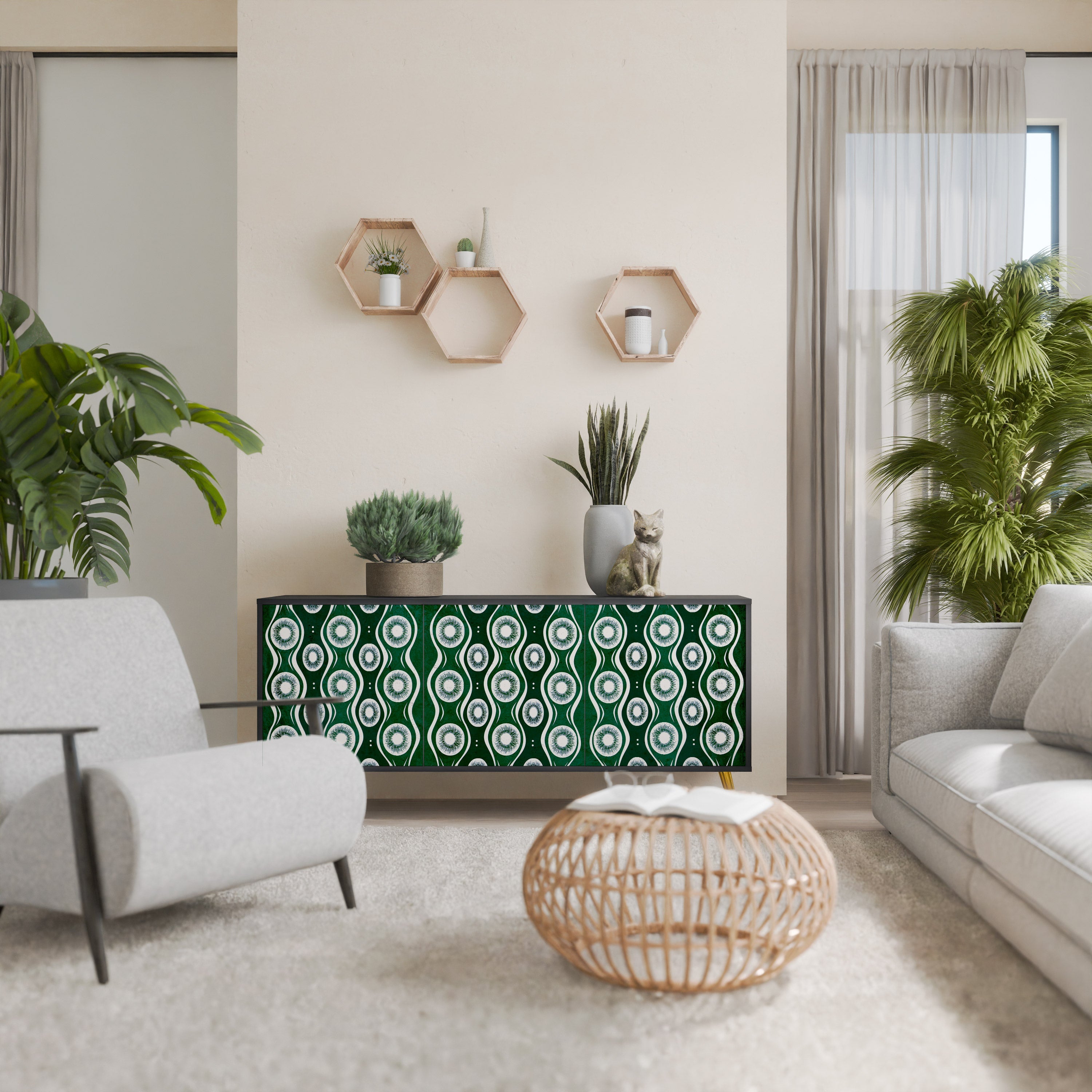 Buffet 3 portes GREEN EYES finition noire