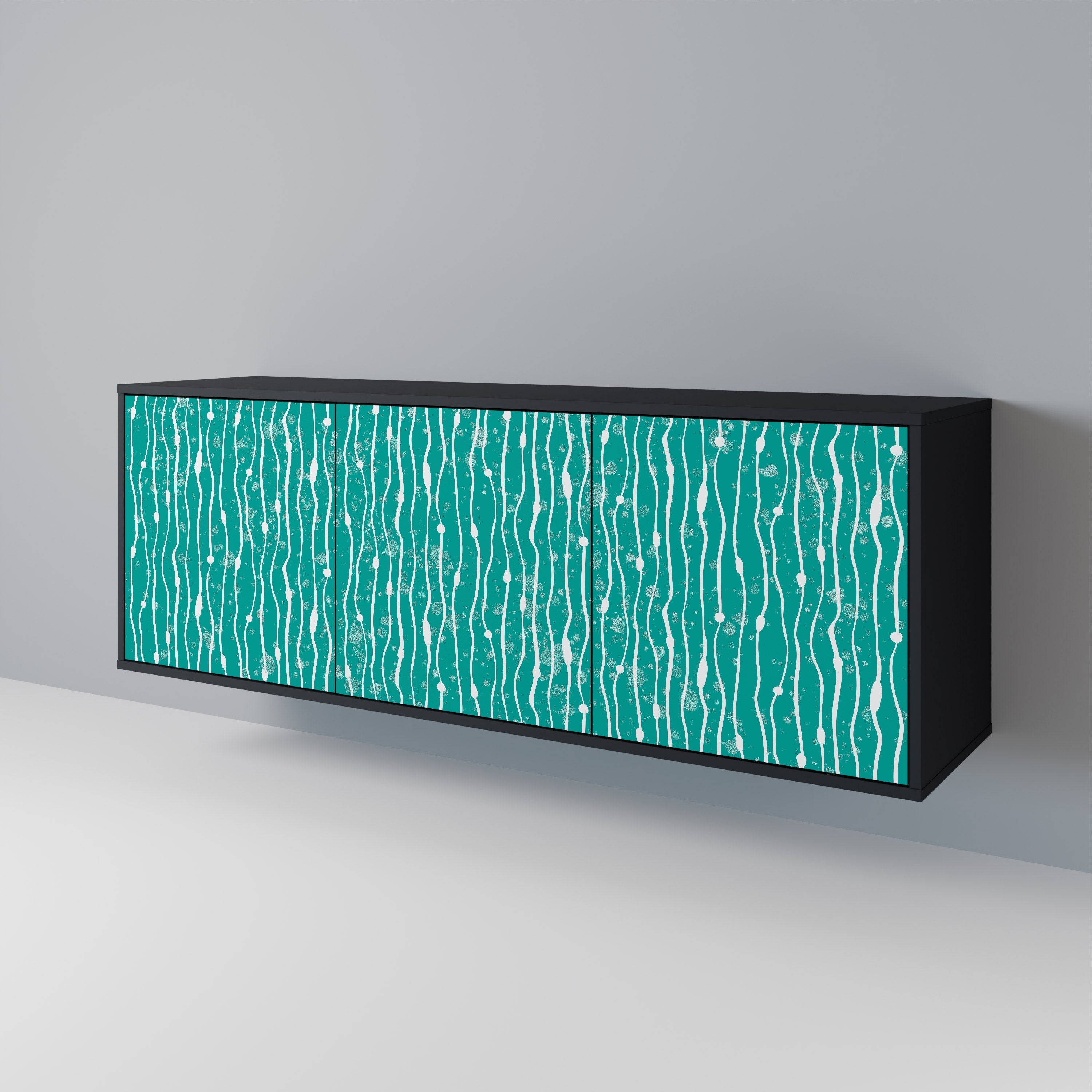 Buffet 3 portes TURQUOISE RAIN en finition noire