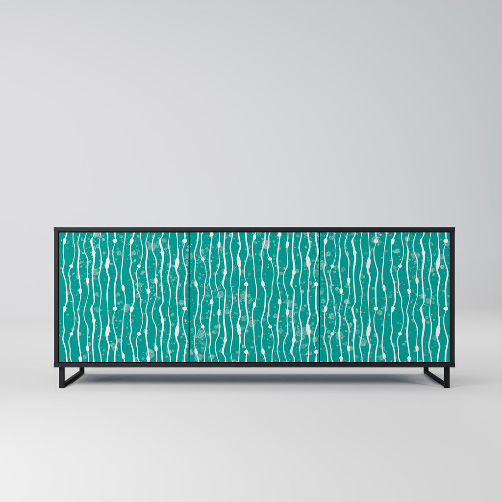 Buffet 3 portes TURQUOISE RAIN en finition noire