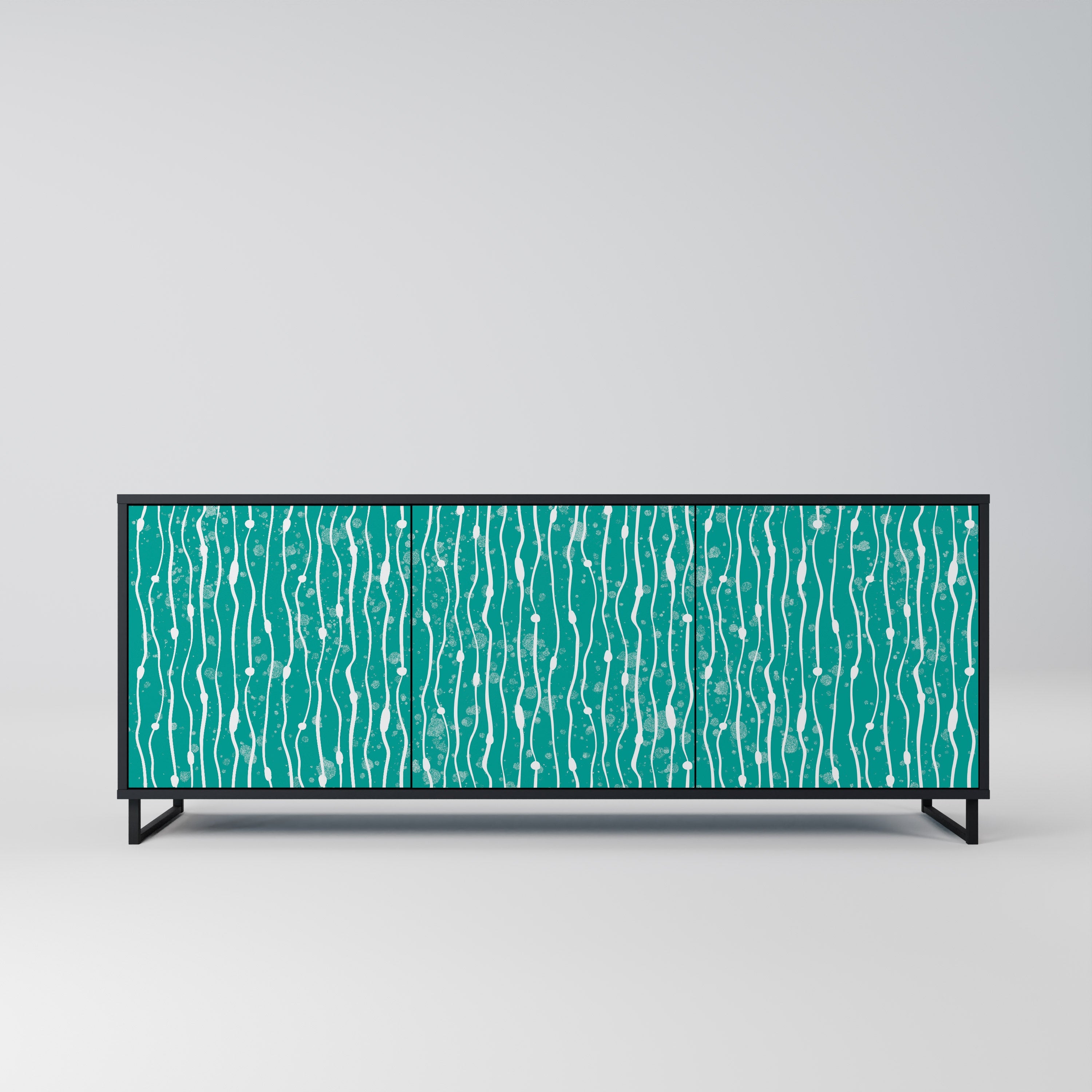Buffet 3 portes TURQUOISE RAIN en finition noire