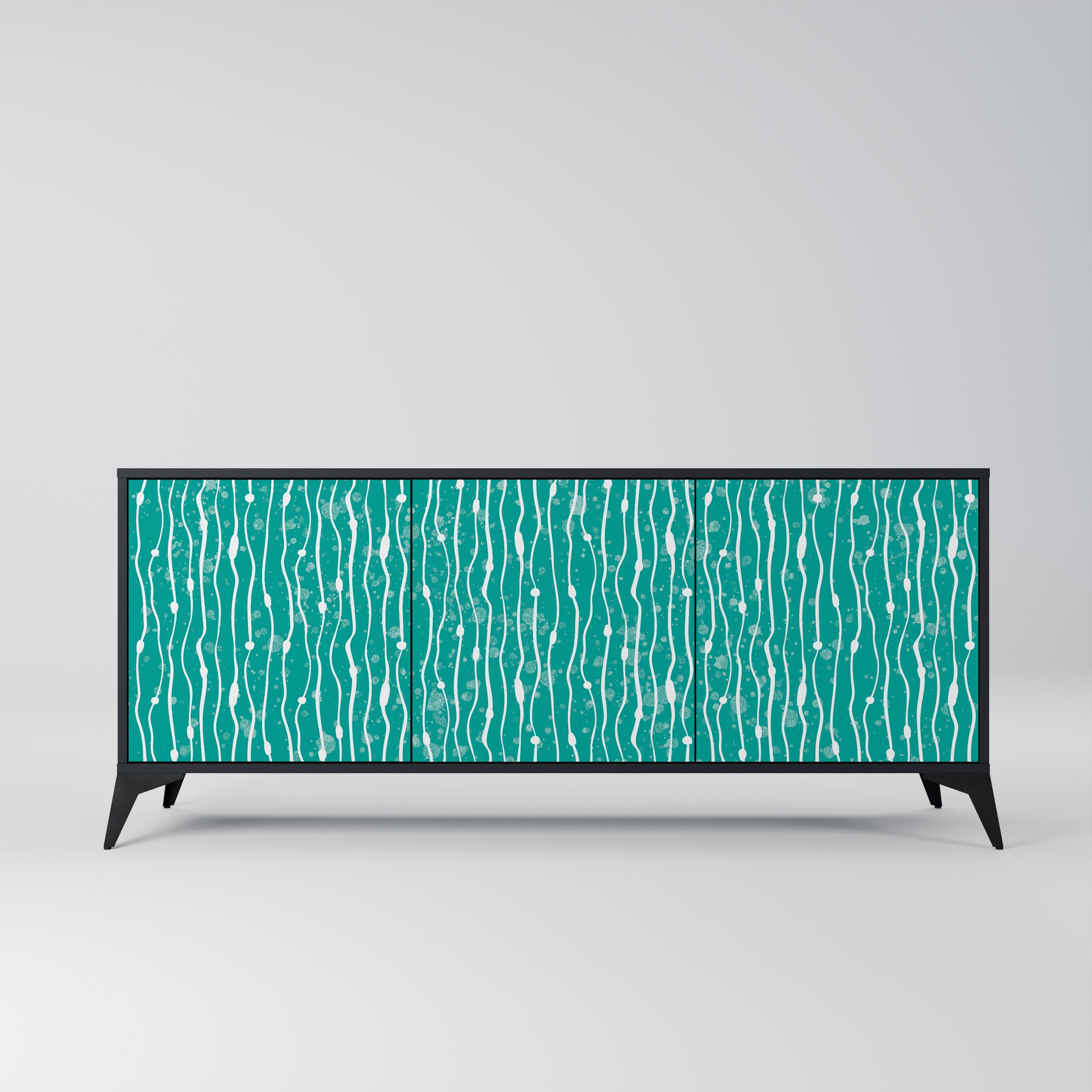 Buffet 3 portes TURQUOISE RAIN en finition noire