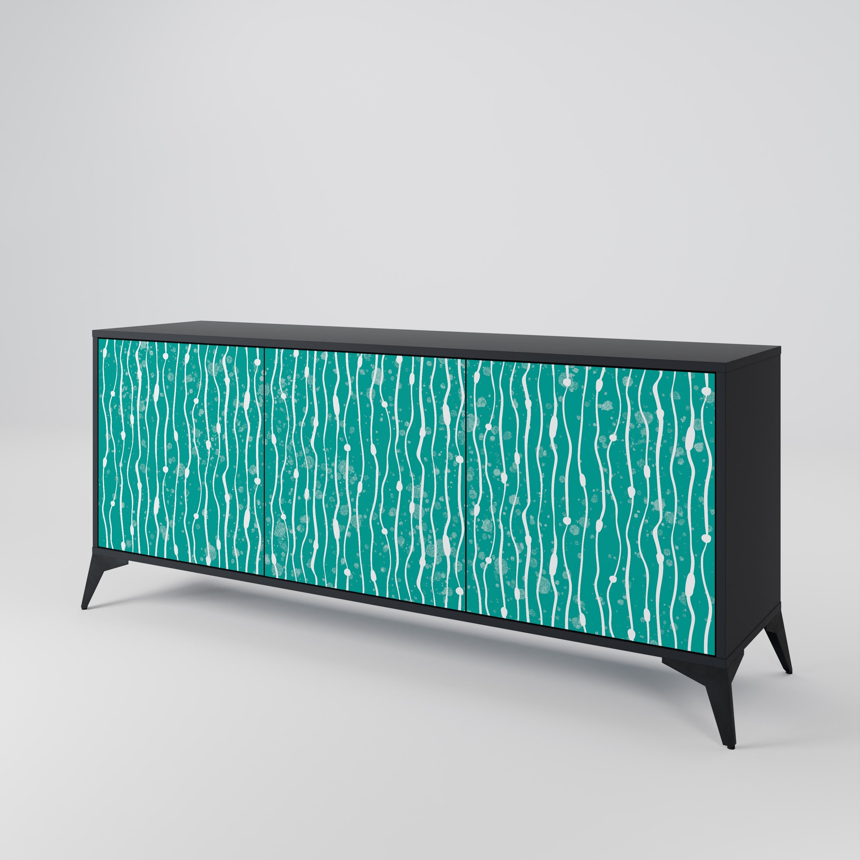Buffet 3 portes TURQUOISE RAIN en finition noire