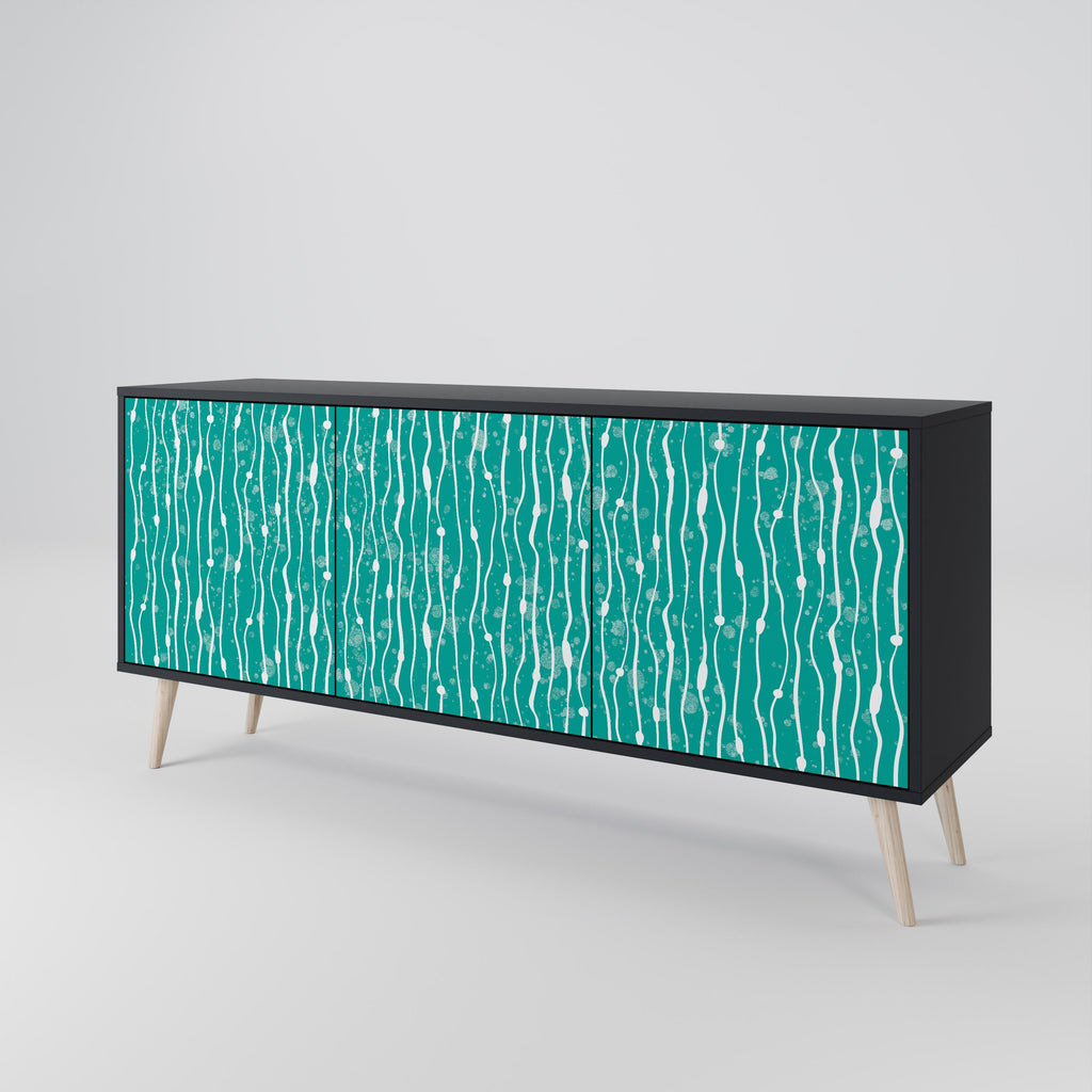 Buffet 3 portes TURQUOISE RAIN en finition noire
