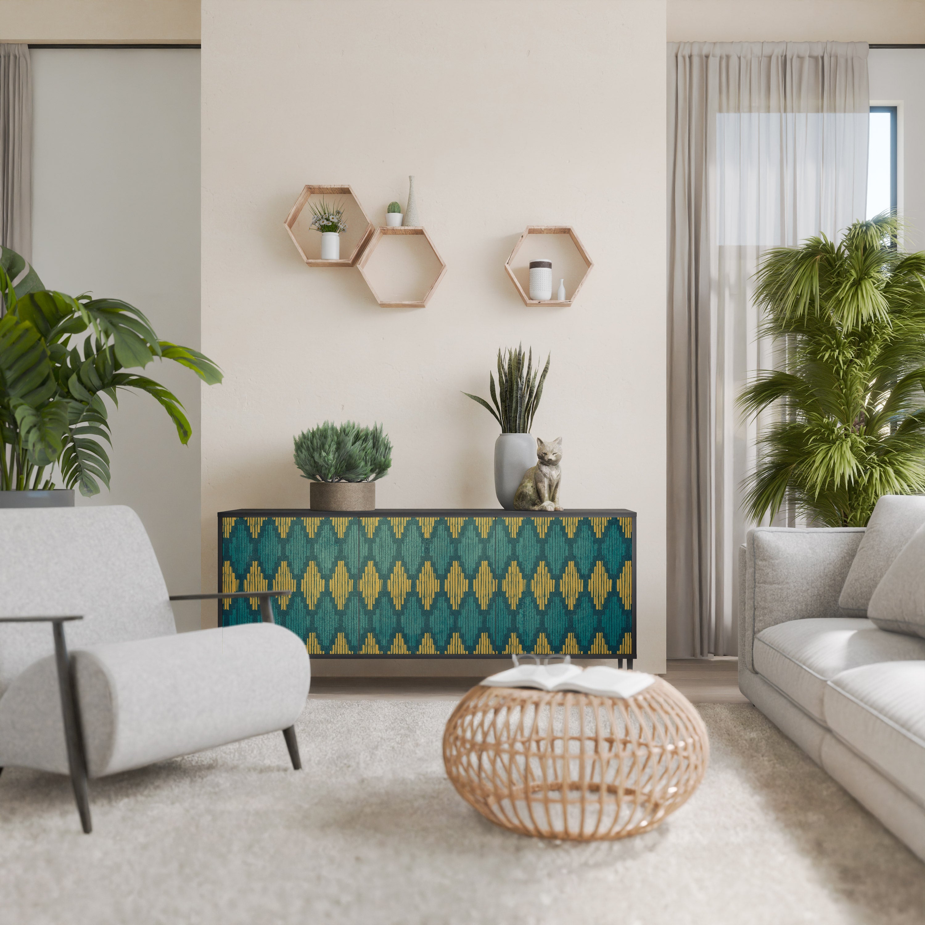 Buffet 3 portes POLYGONS finition noire