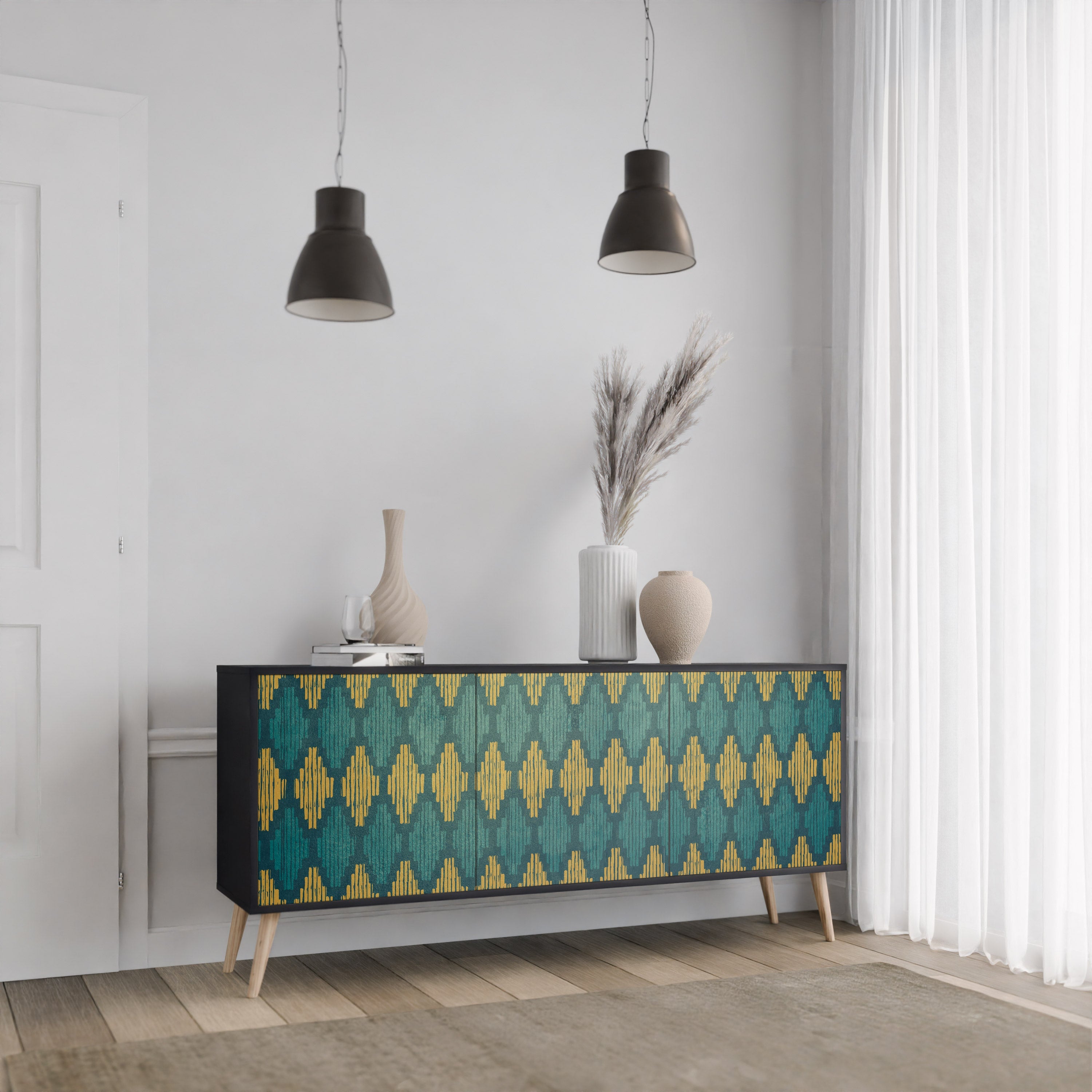 Buffet 3 portes POLYGONS finition noire