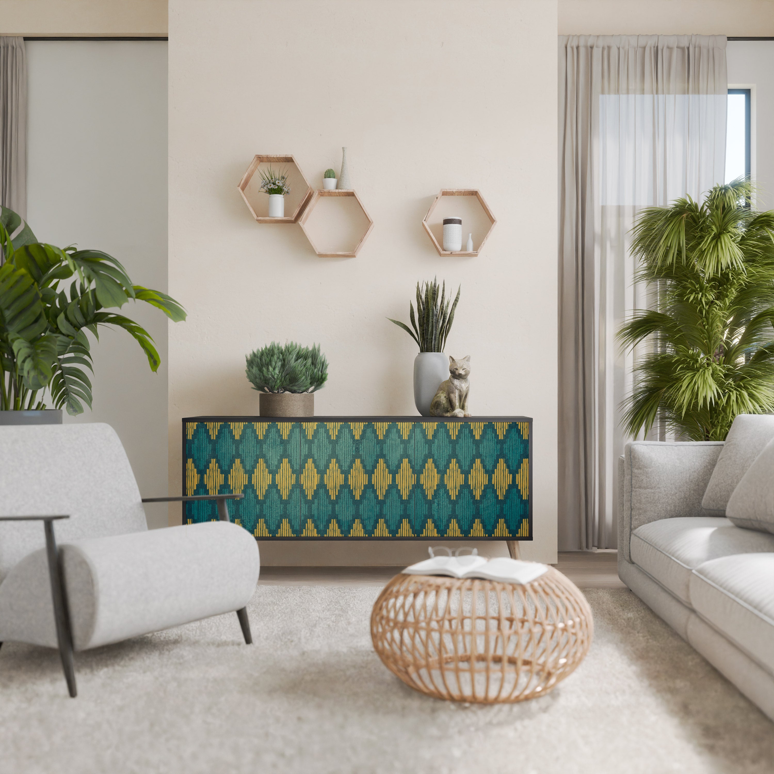 Buffet 3 portes POLYGONS finition noire