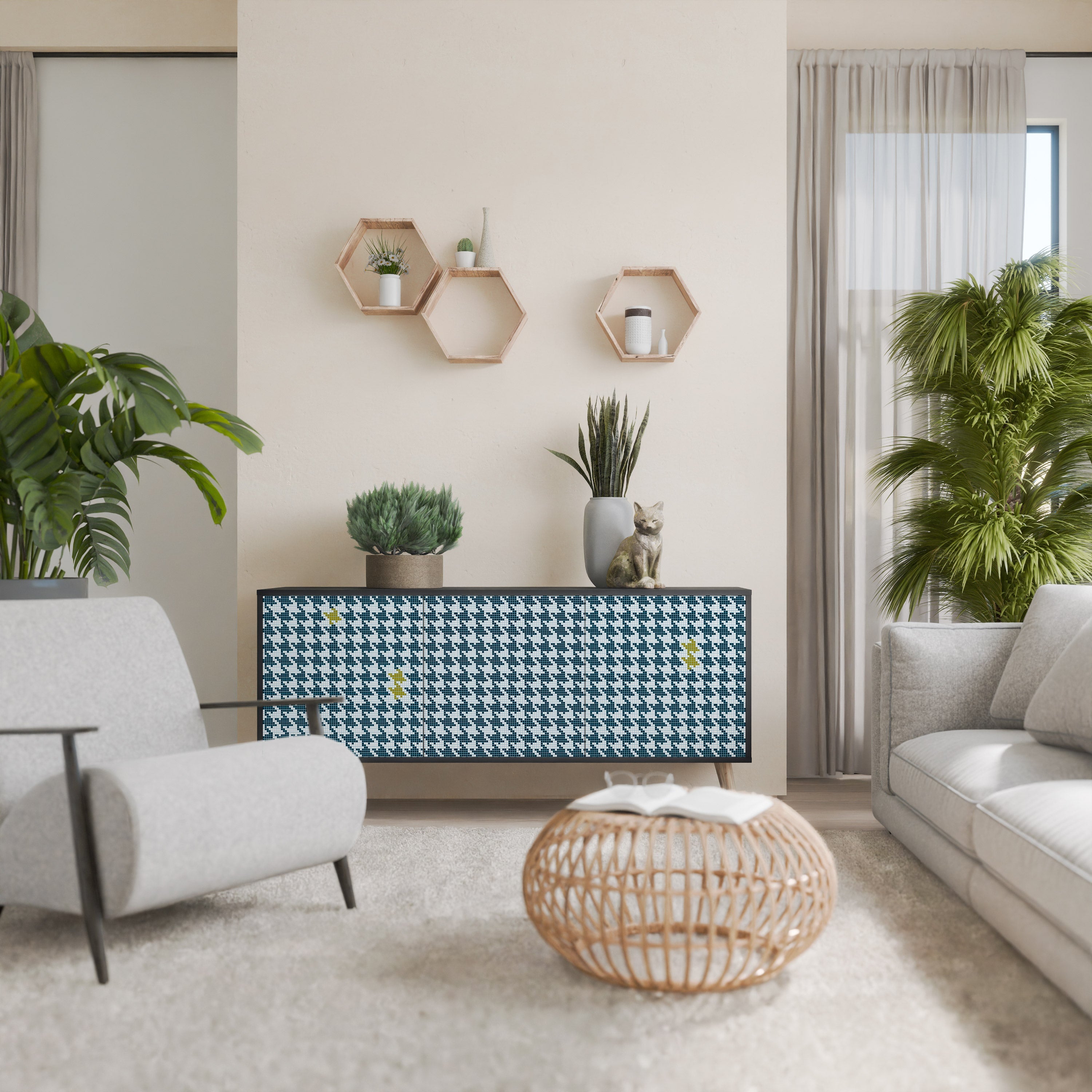 Buffet 3 portes HORS CONTEXTE en finition noire