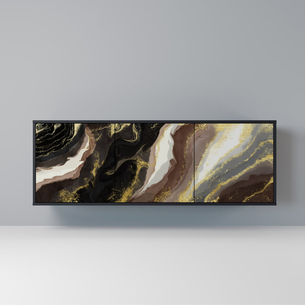 Buffet 3 portes GOLD DUST finition noire