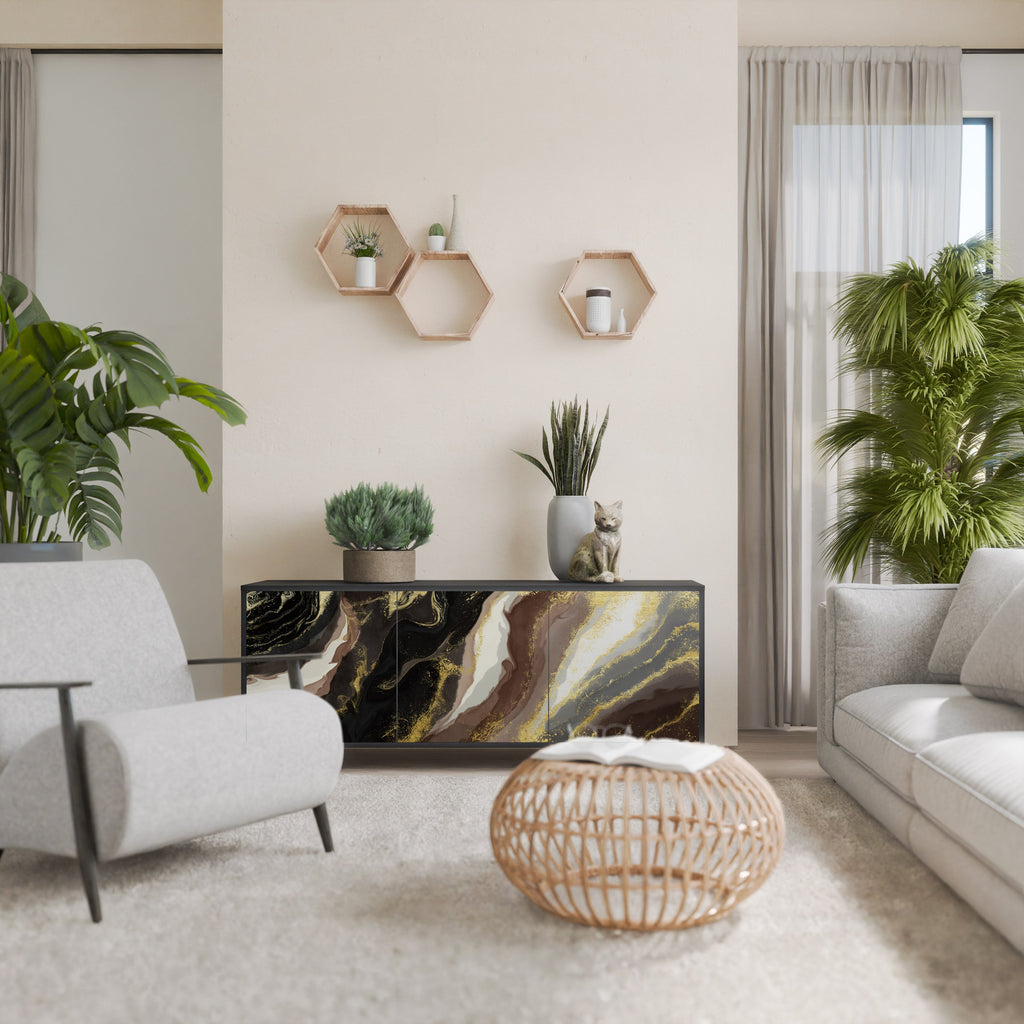 Buffet 3 portes GOLD DUST finition noire