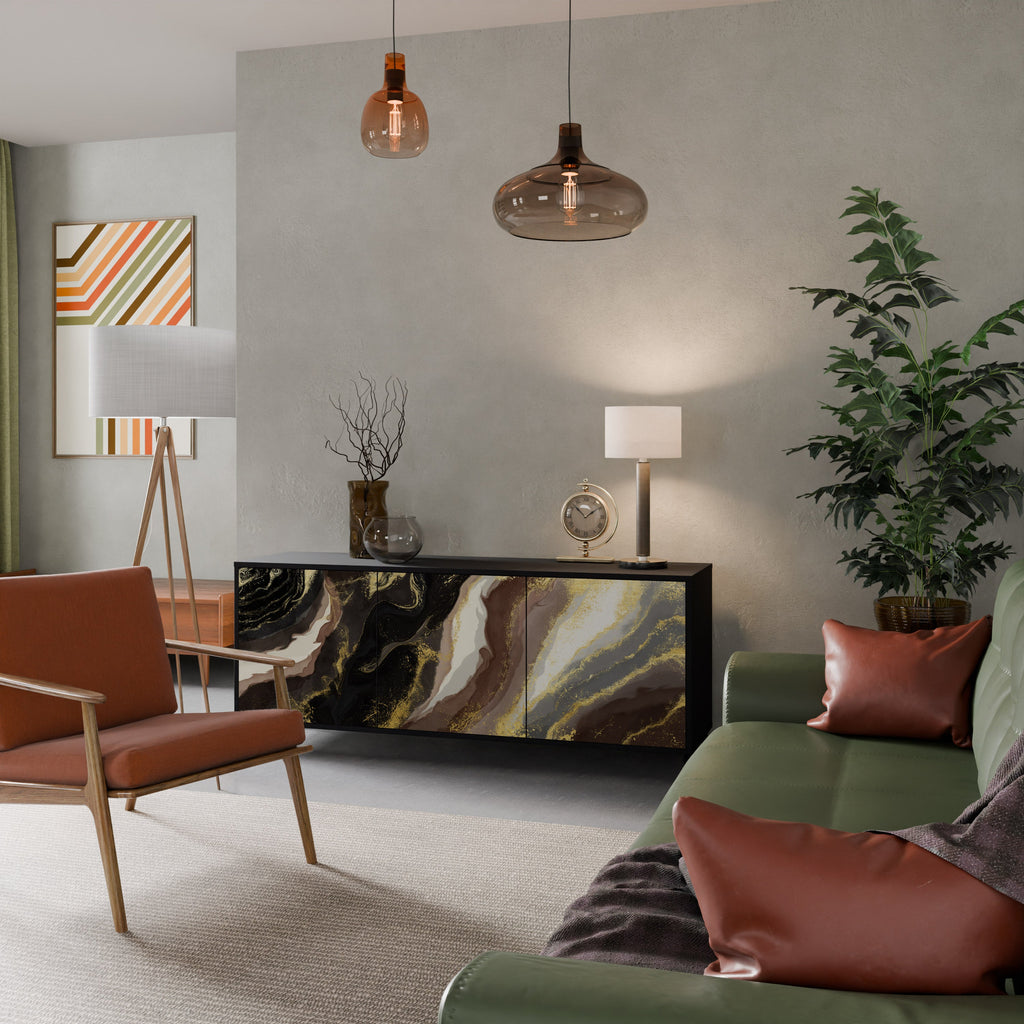 Buffet 3 portes GOLD DUST finition noire