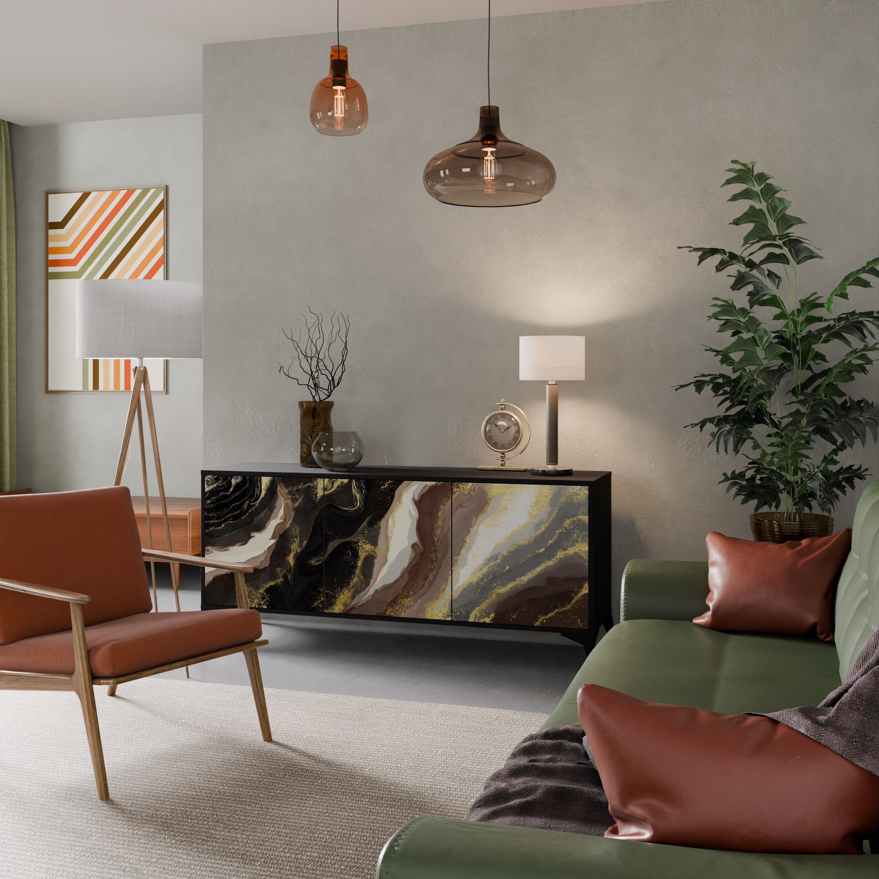 Buffet 3 portes GOLD DUST finition noire