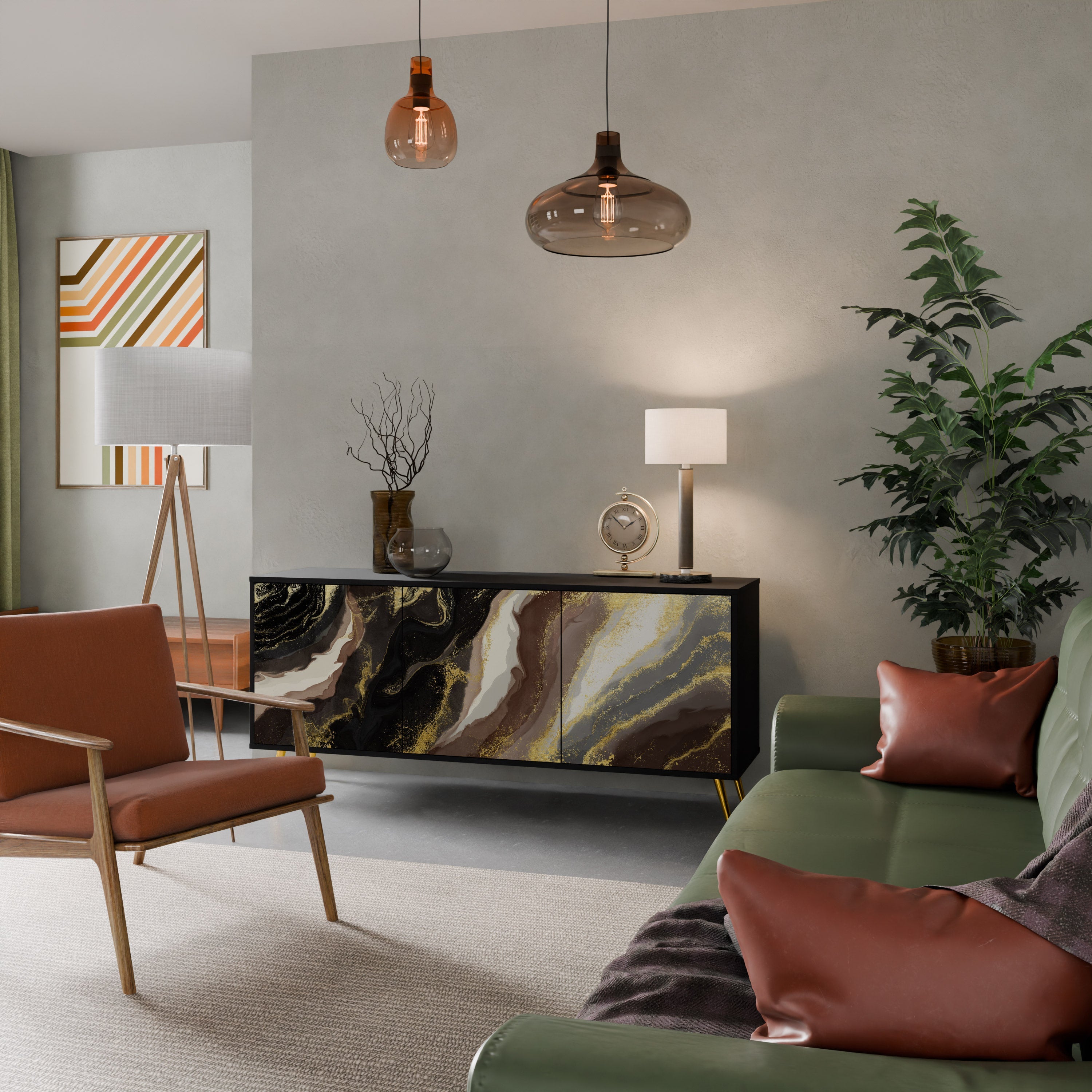 Buffet 3 portes GOLD DUST finition noire