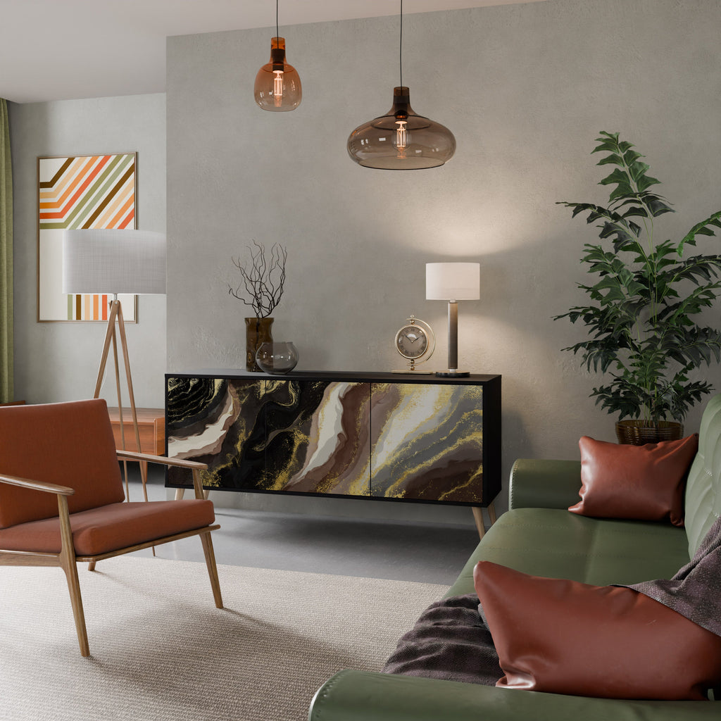 Buffet 3 portes GOLD DUST finition noire