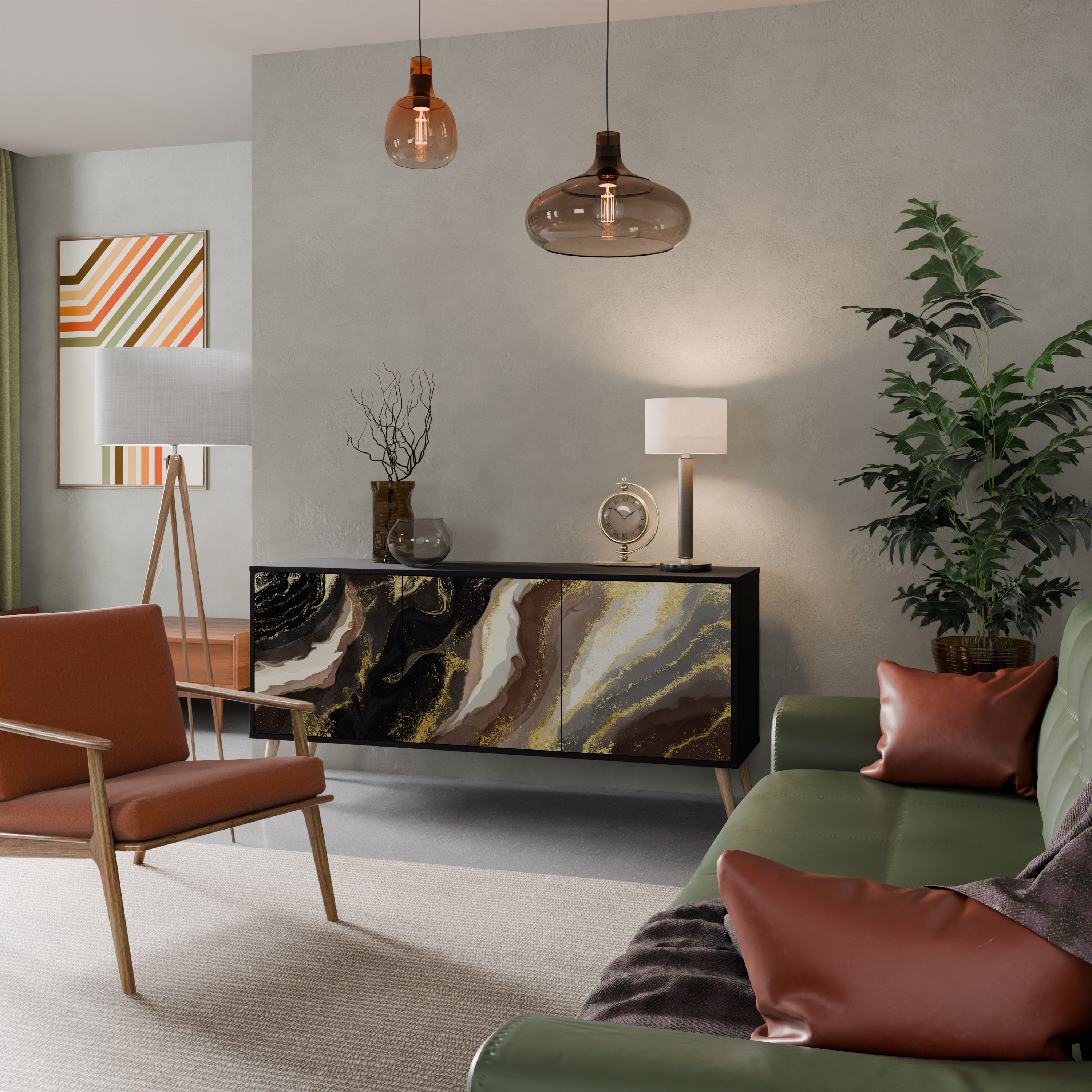 Buffet 3 portes GOLD DUST finition noire