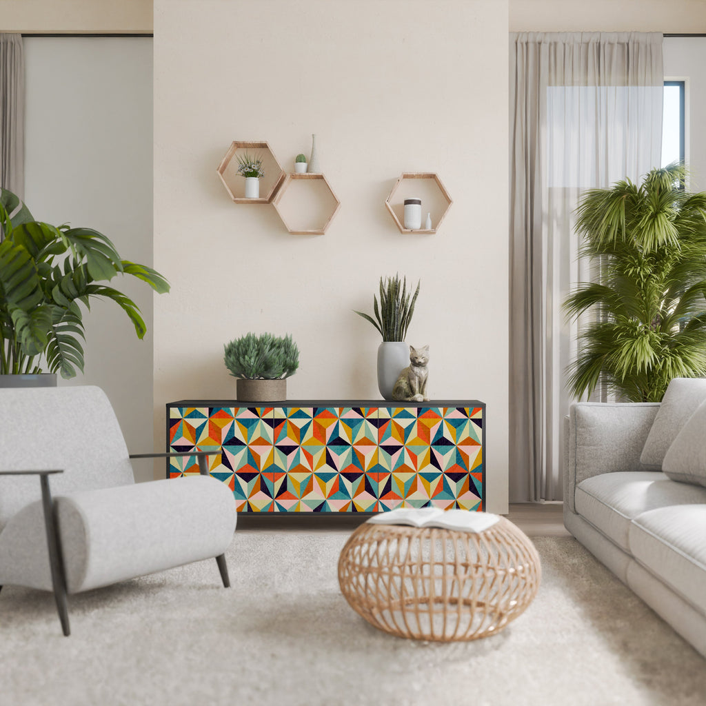 Buffet 3 portes TESSELATE TREASURES finition noire