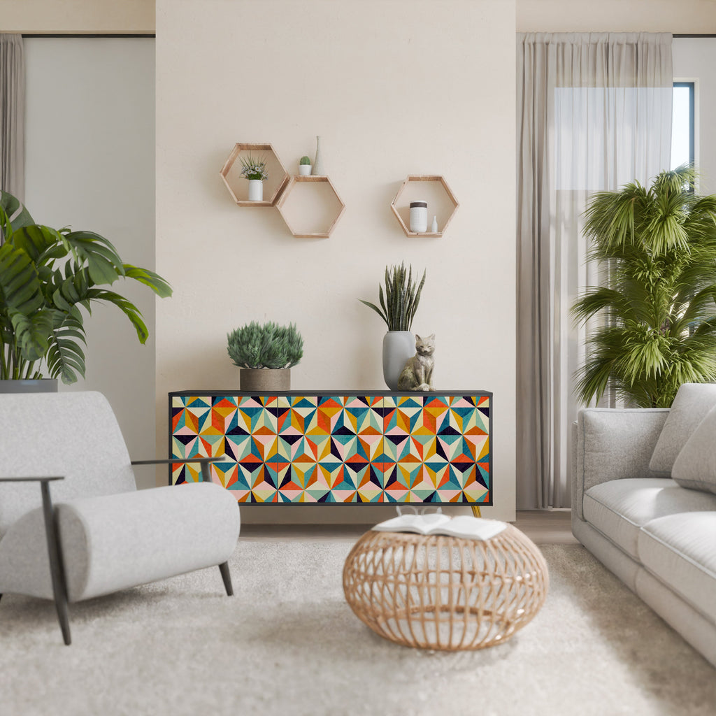 Buffet 3 portes TESSELATE TREASURES finition noire