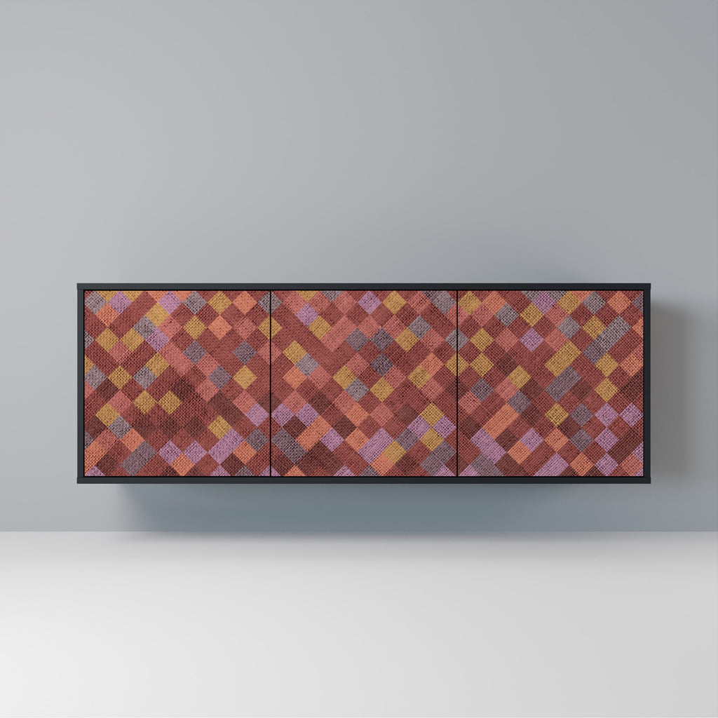 Buffet 3 portes PAINTED SQUARES en finition noire