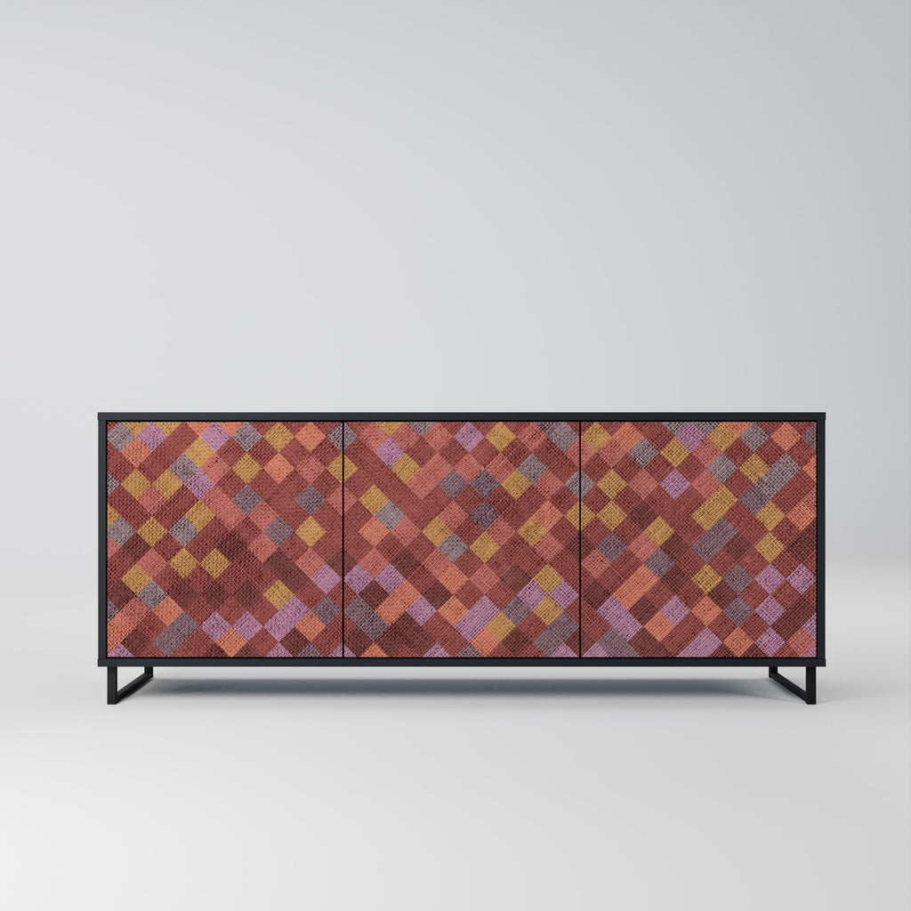 Buffet 3 portes PAINTED SQUARES en finition noire