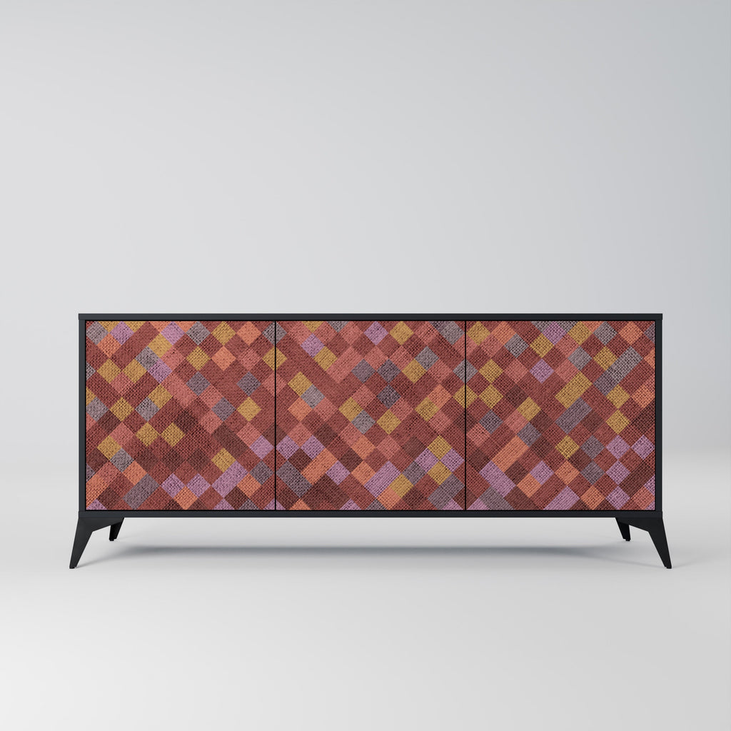 Buffet 3 portes PAINTED SQUARES en finition noire