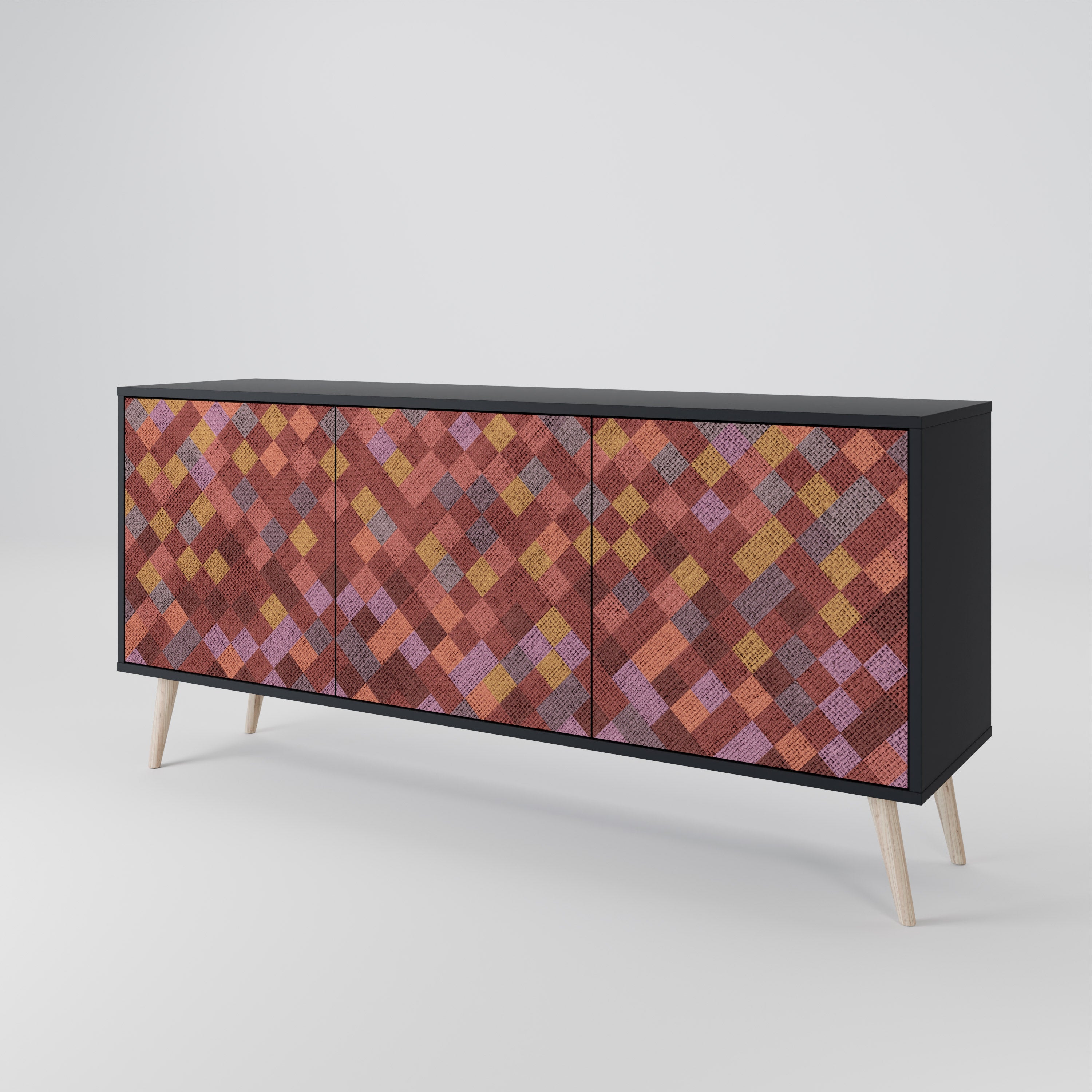 PAINTED SQUARES 3-Door Sideboard