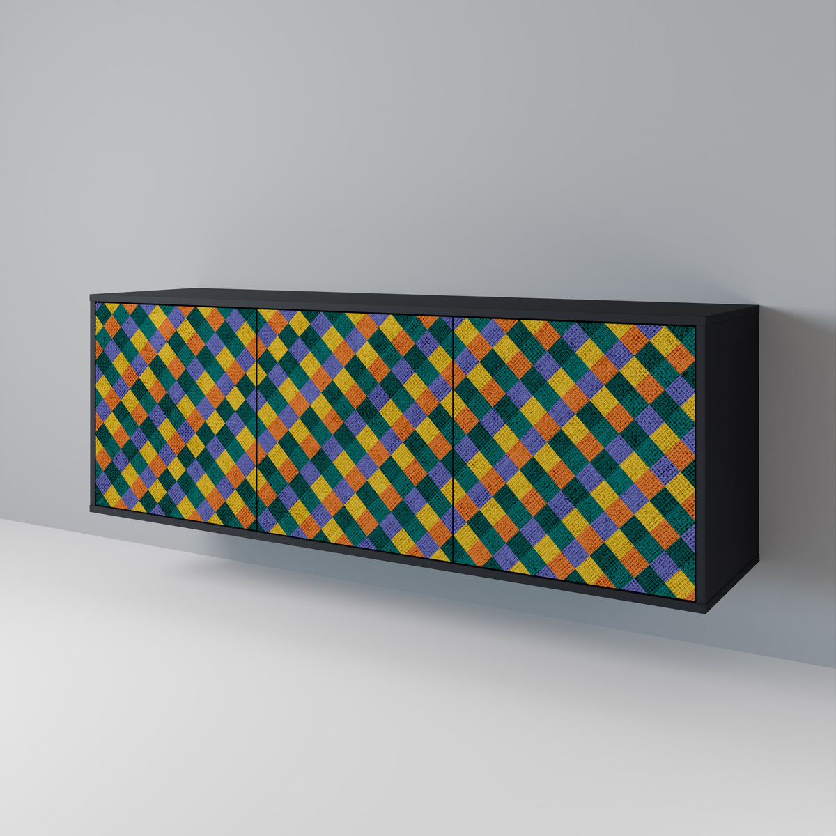 PAINTED SQUARES MIX 3-Door Sideboard