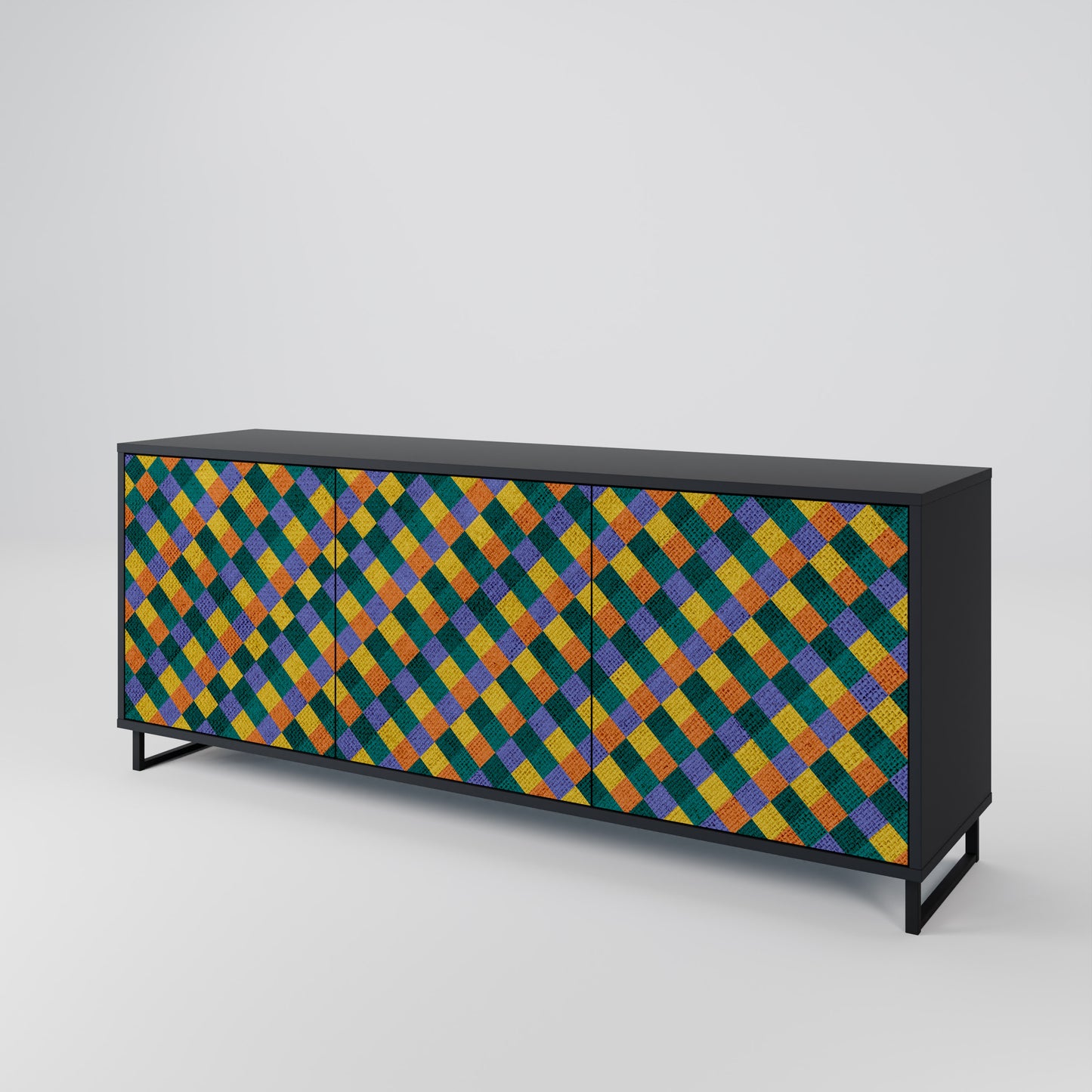 PAINTED SQUARES MIX 3-Door Sideboard
