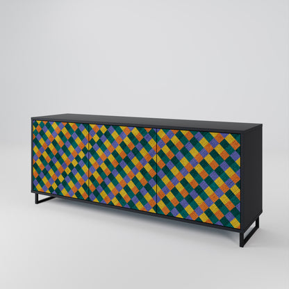 PAINTED SQUARES MIX 3-Door Sideboard