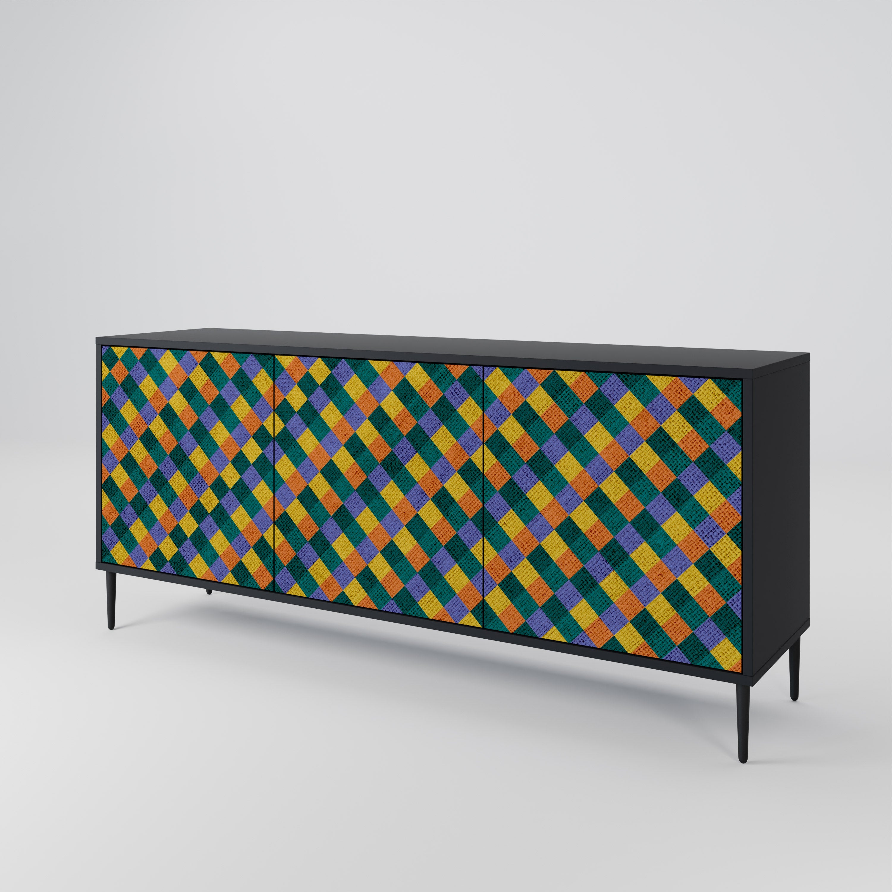 PAINTED SQUARES MIX 3-Door Sideboard