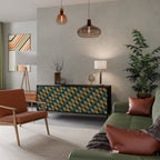 PAINTED SQUARES MIX 3-Door Sideboard