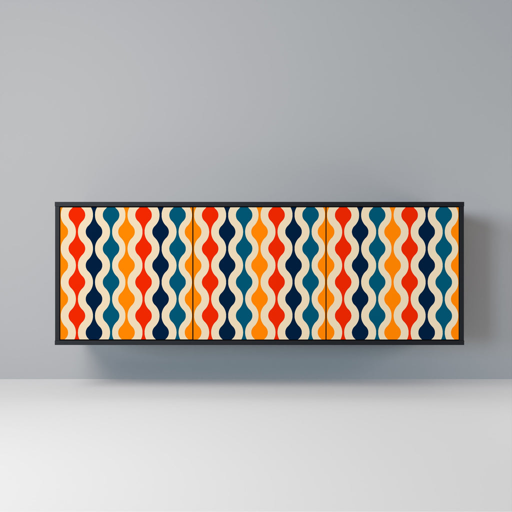 Buffet 3 portes COLORFUL NOSTALGIE en finition noire