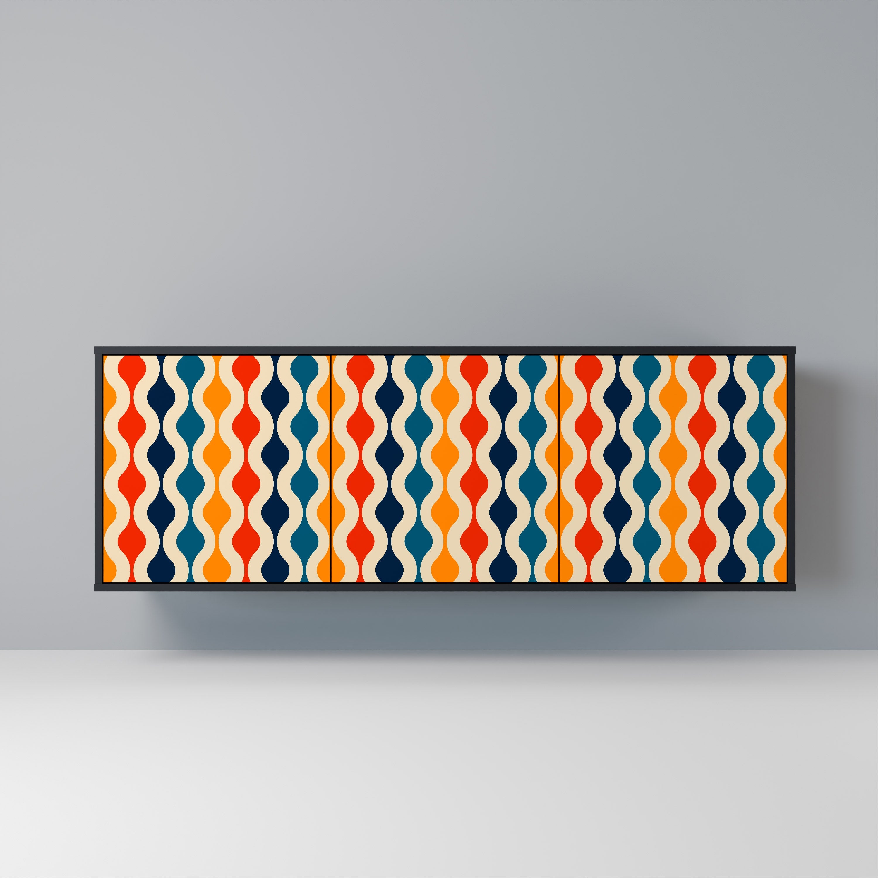 Buffet 3 portes COLORFUL NOSTALGIE en finition noire