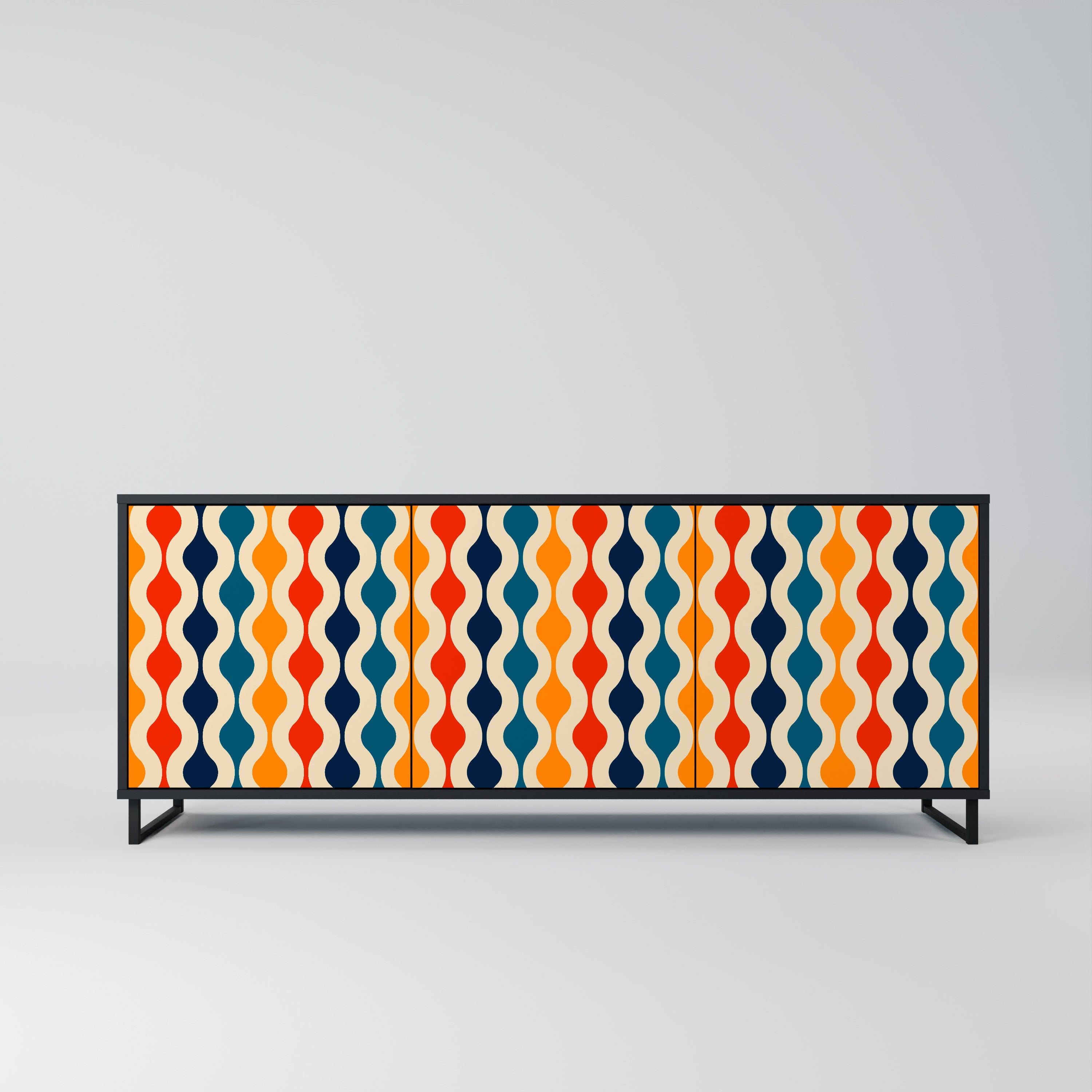 Buffet 3 portes COLORFUL NOSTALGIE en finition noire