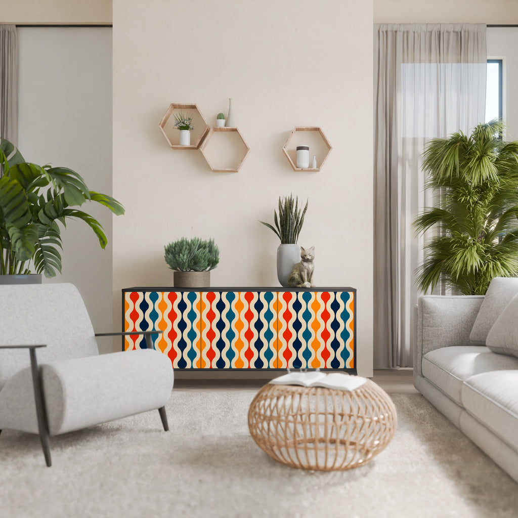 Buffet 3 portes COLORFUL NOSTALGIE en finition noire