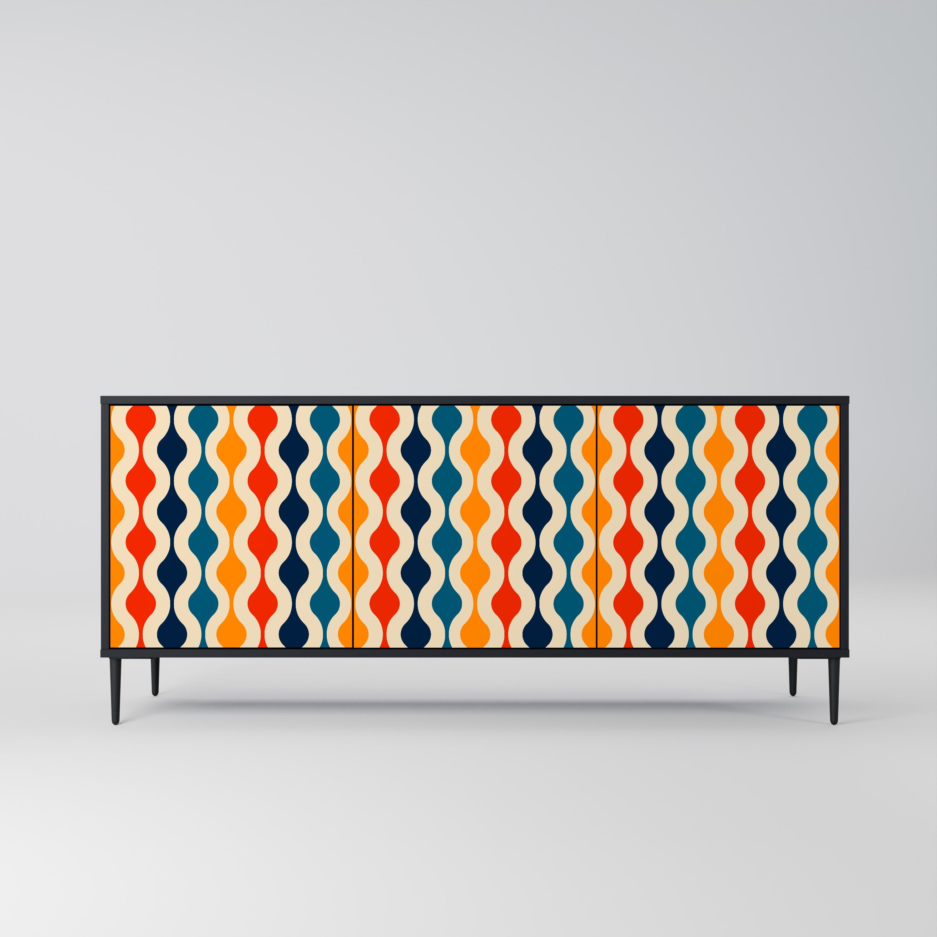 Buffet 3 portes COLORFUL NOSTALGIE en finition noire