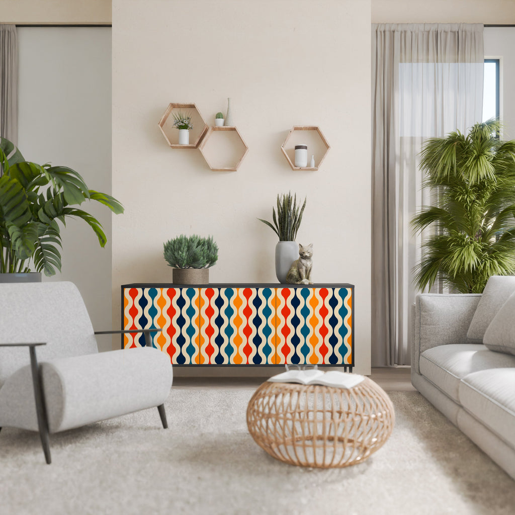 Buffet 3 portes COLORFUL NOSTALGIE en finition noire