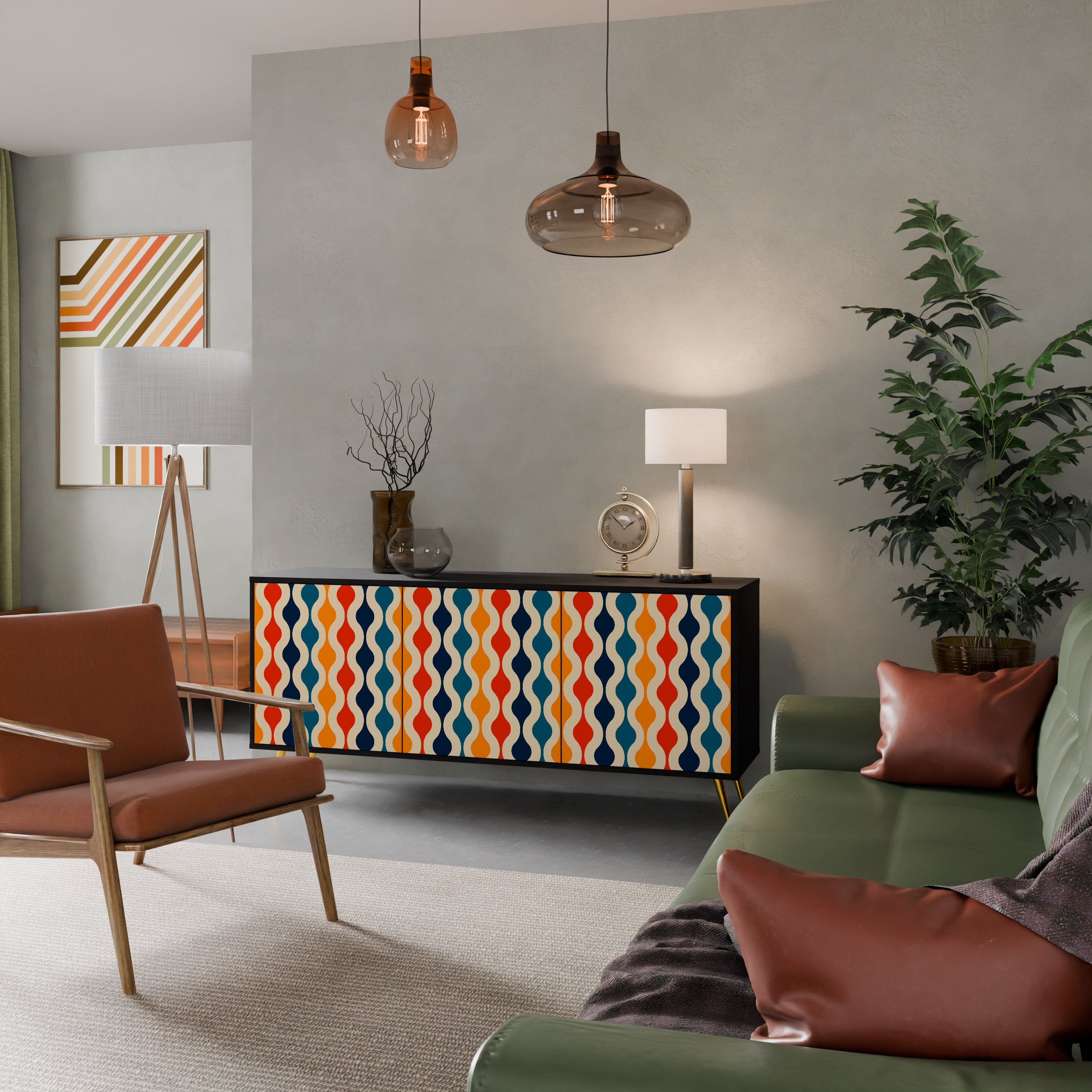 Buffet 3 portes COLORFUL NOSTALGIE en finition noire