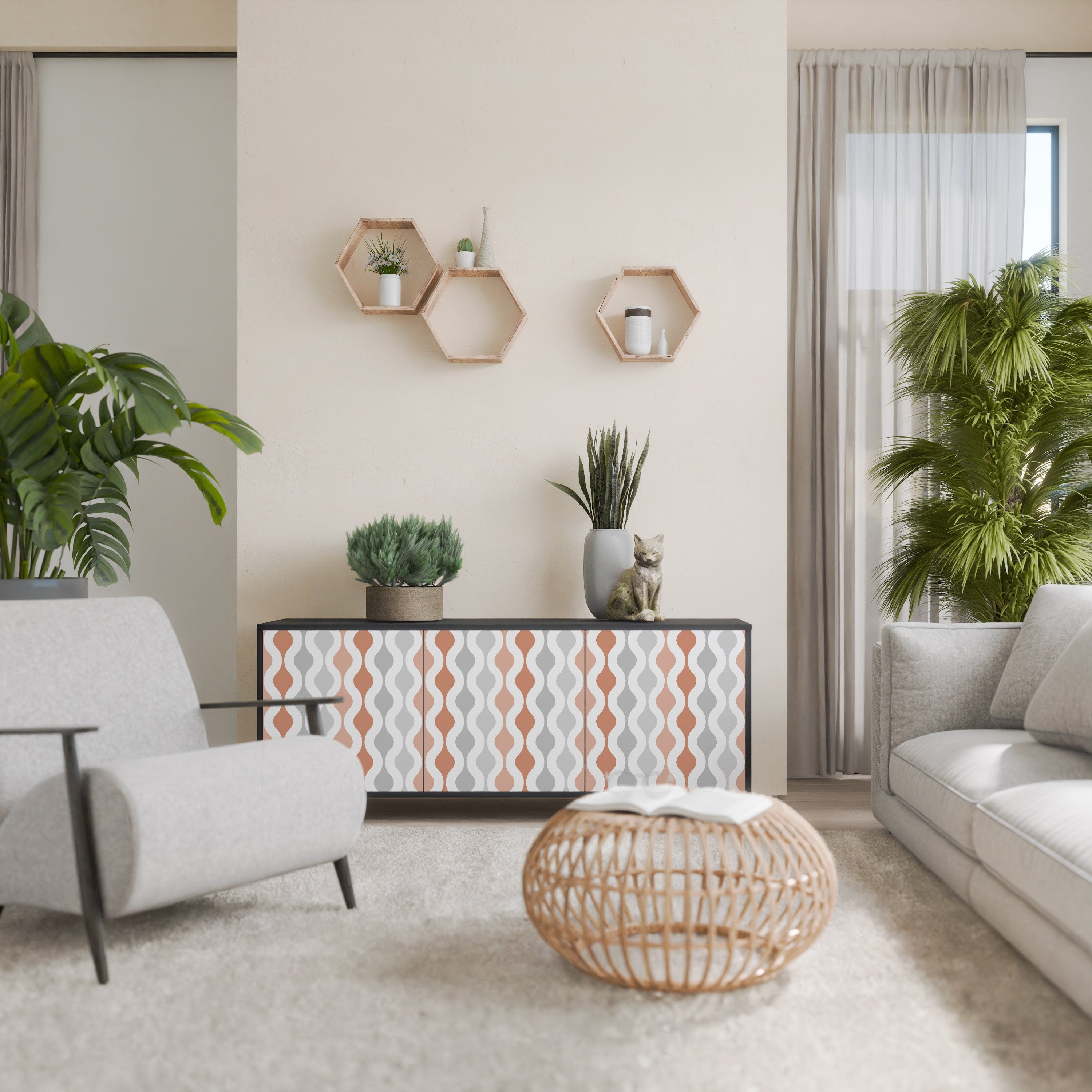 Buffet 3 portes HAZY NOSTALGIA en finition noire